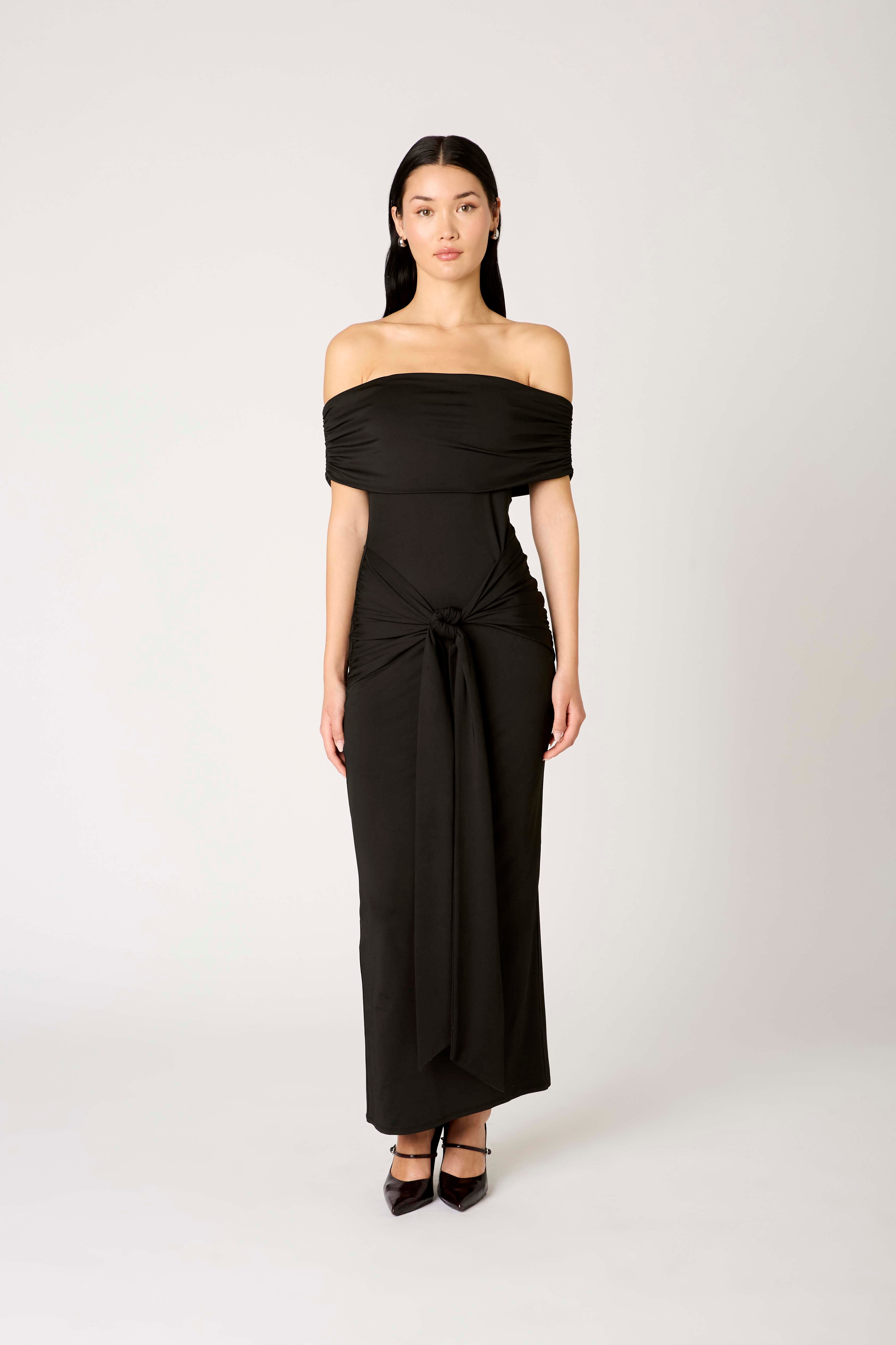 Calista Dress in black front view