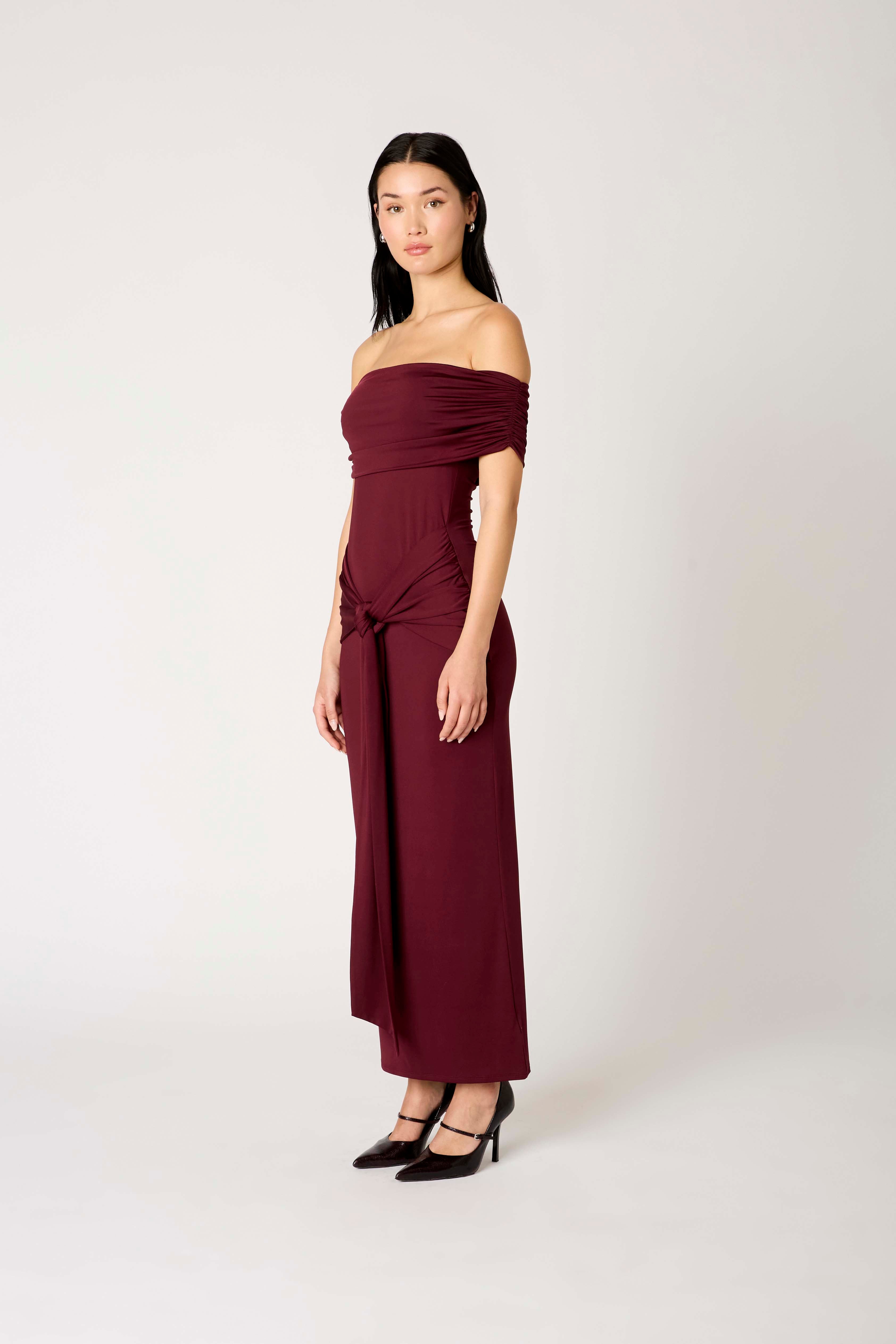 Calista Dress in chianti side view