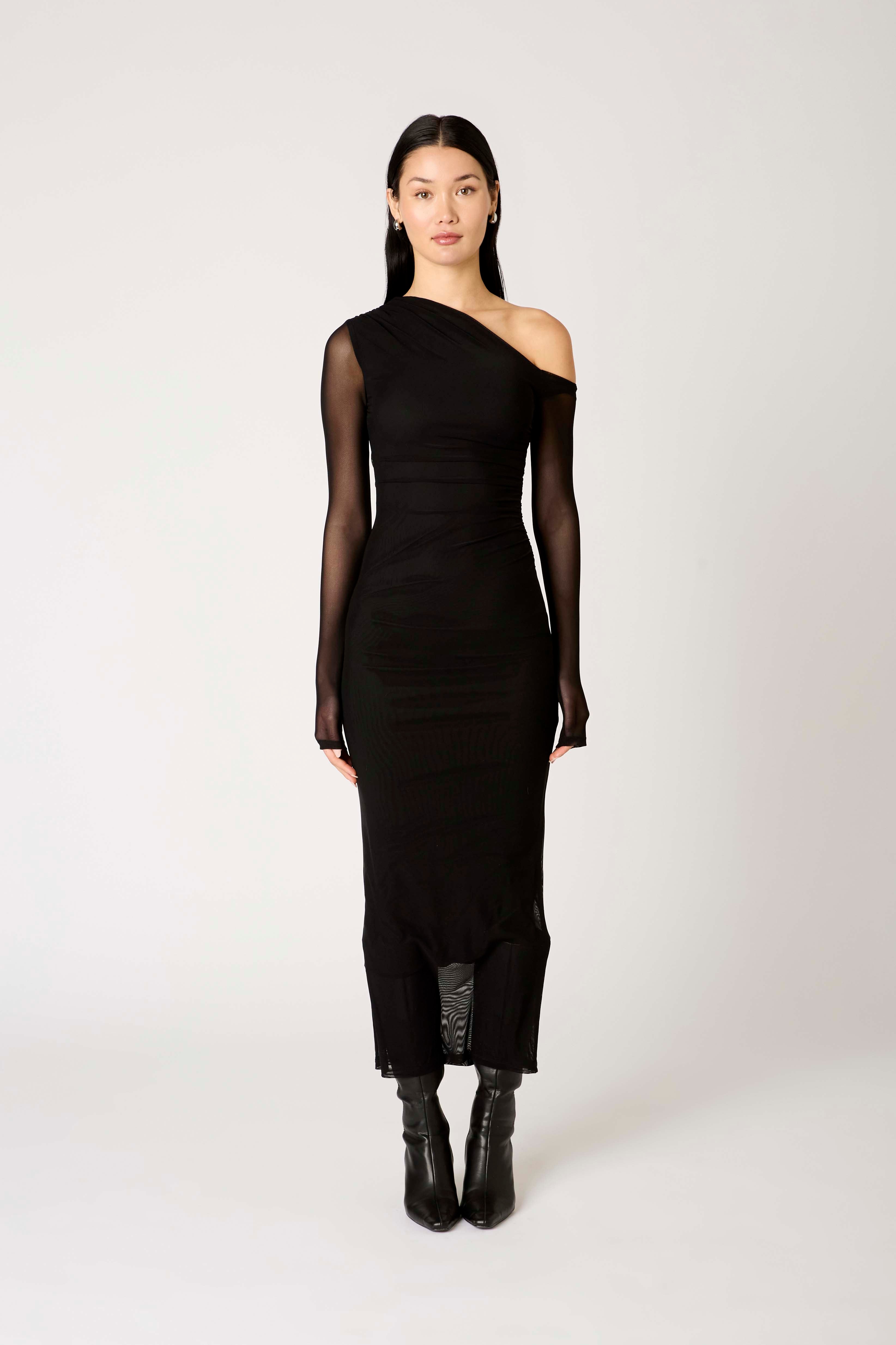 Lyra Dress in black front view