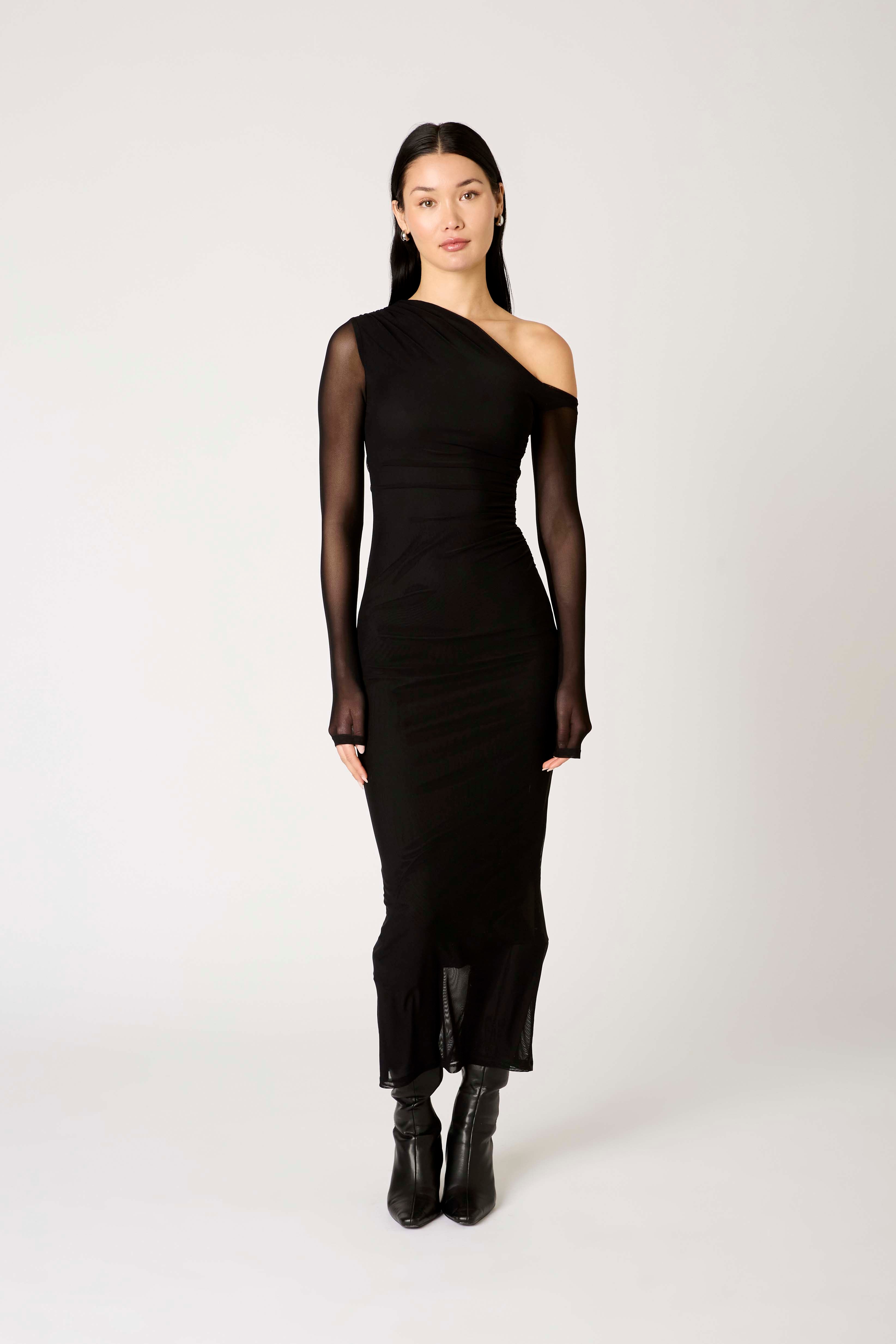 Lyra Dress in black front view