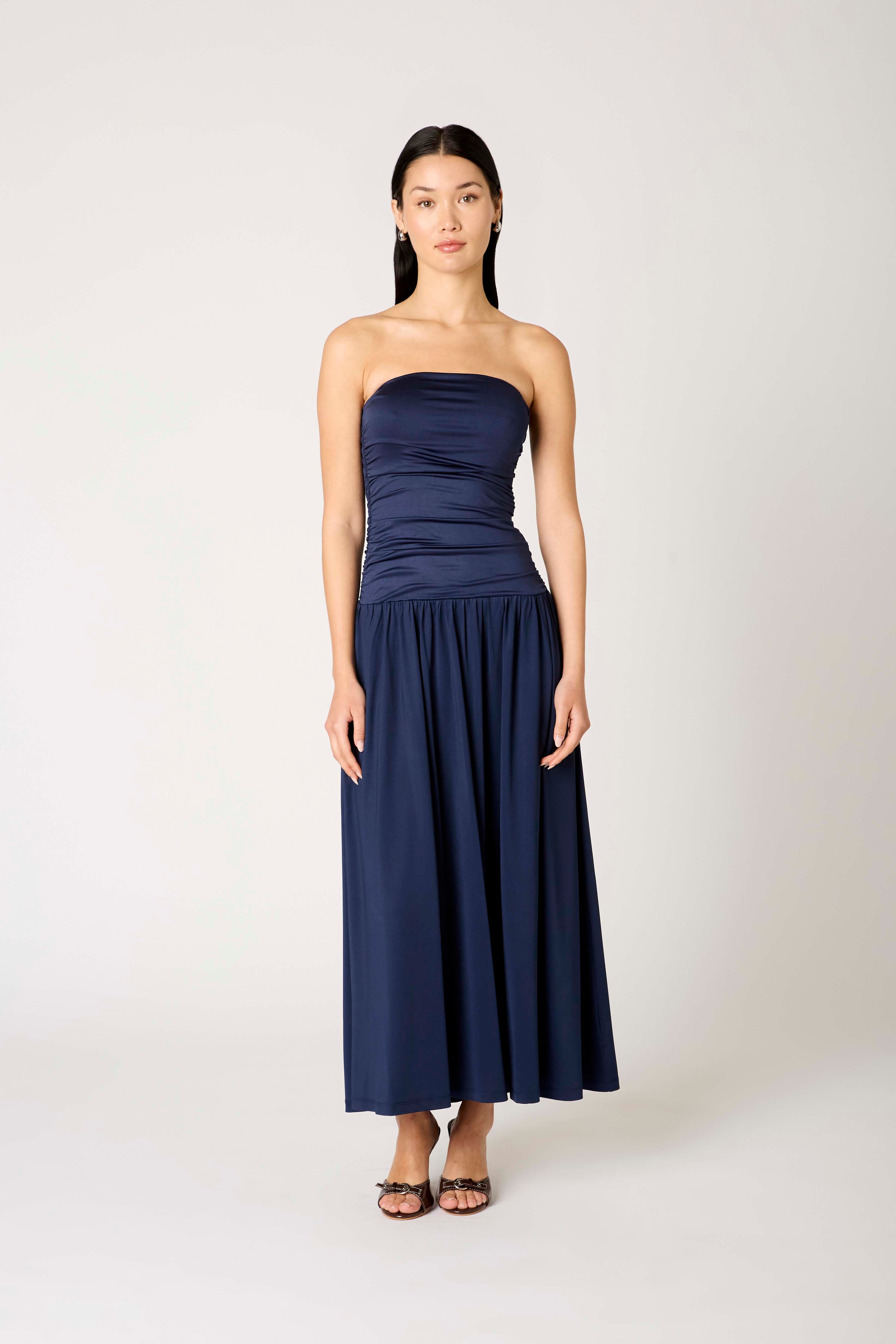 Santal Dress in midnight front view