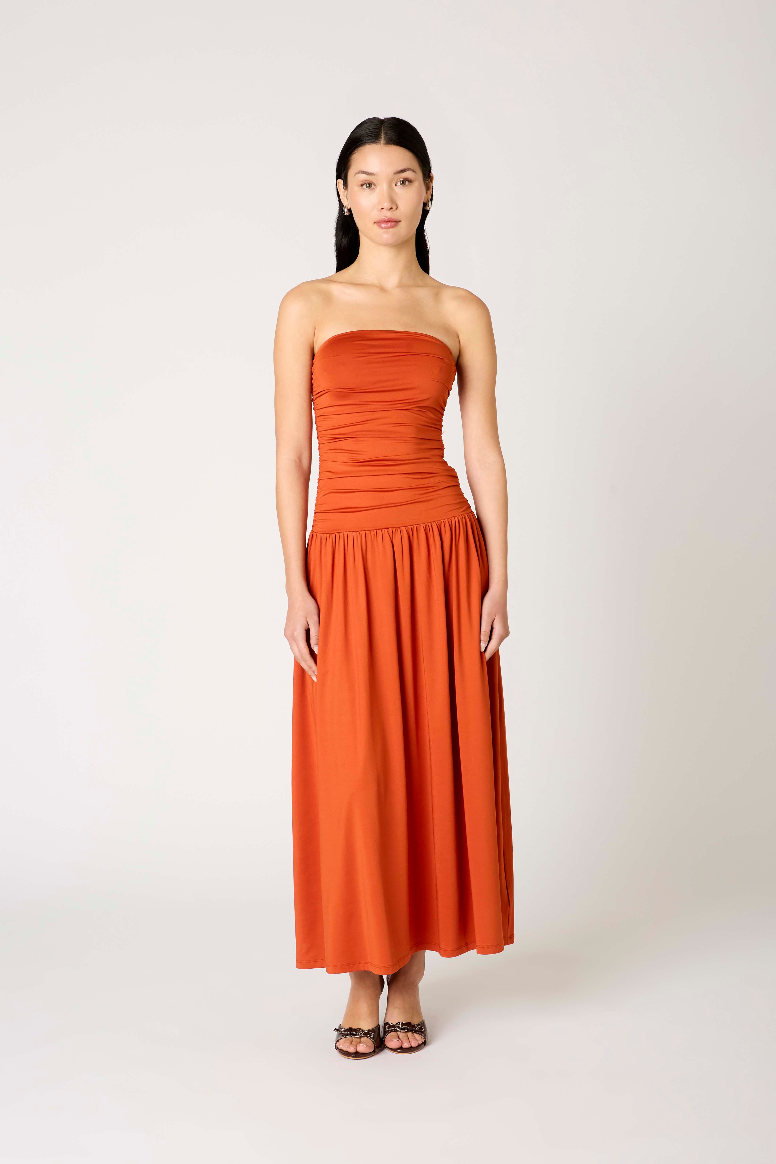 Santal Dress in rust front view