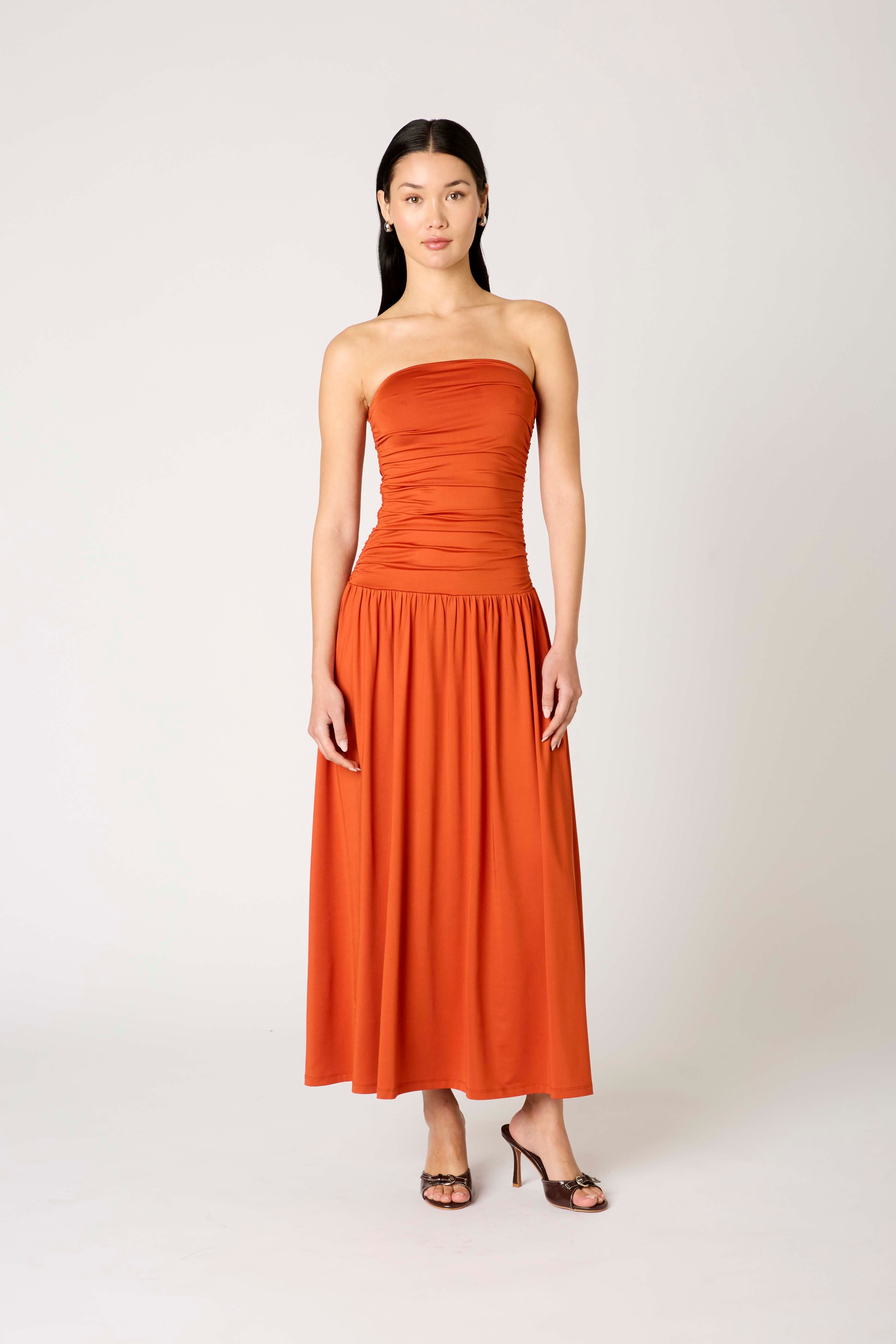 Santal Dress in rust front view