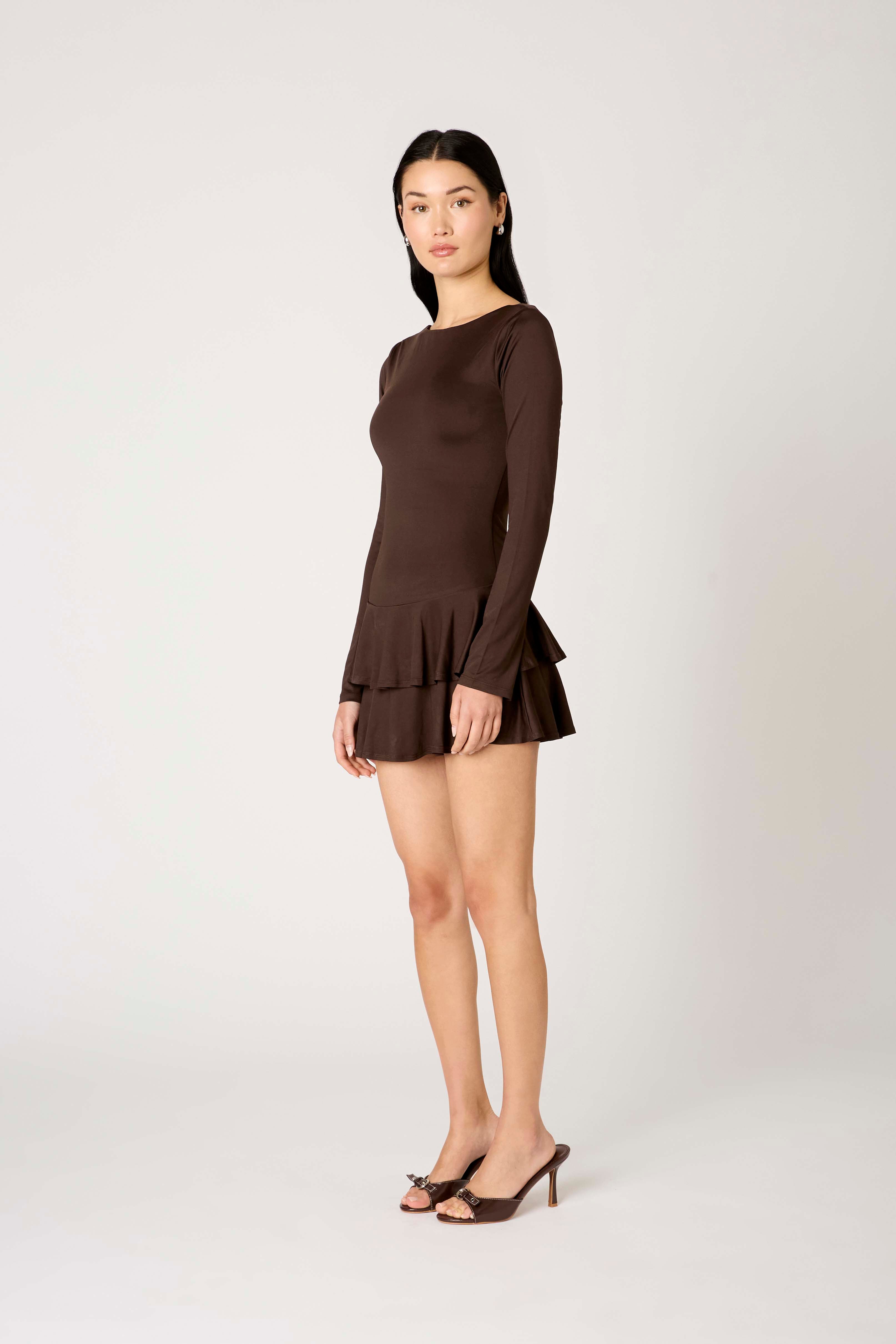 Sienna Dress in espresso side view