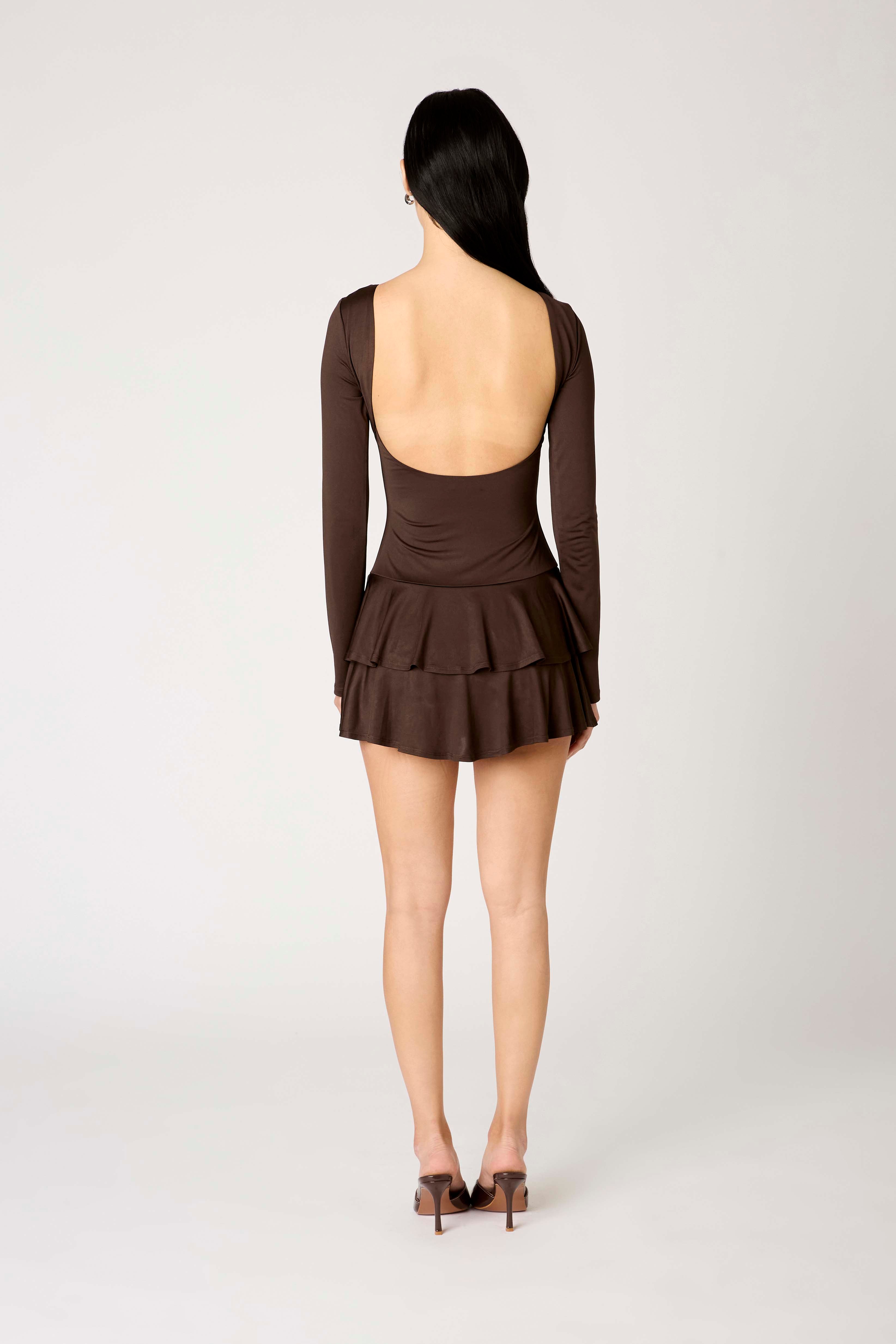 Sienna Dress in espresso back view