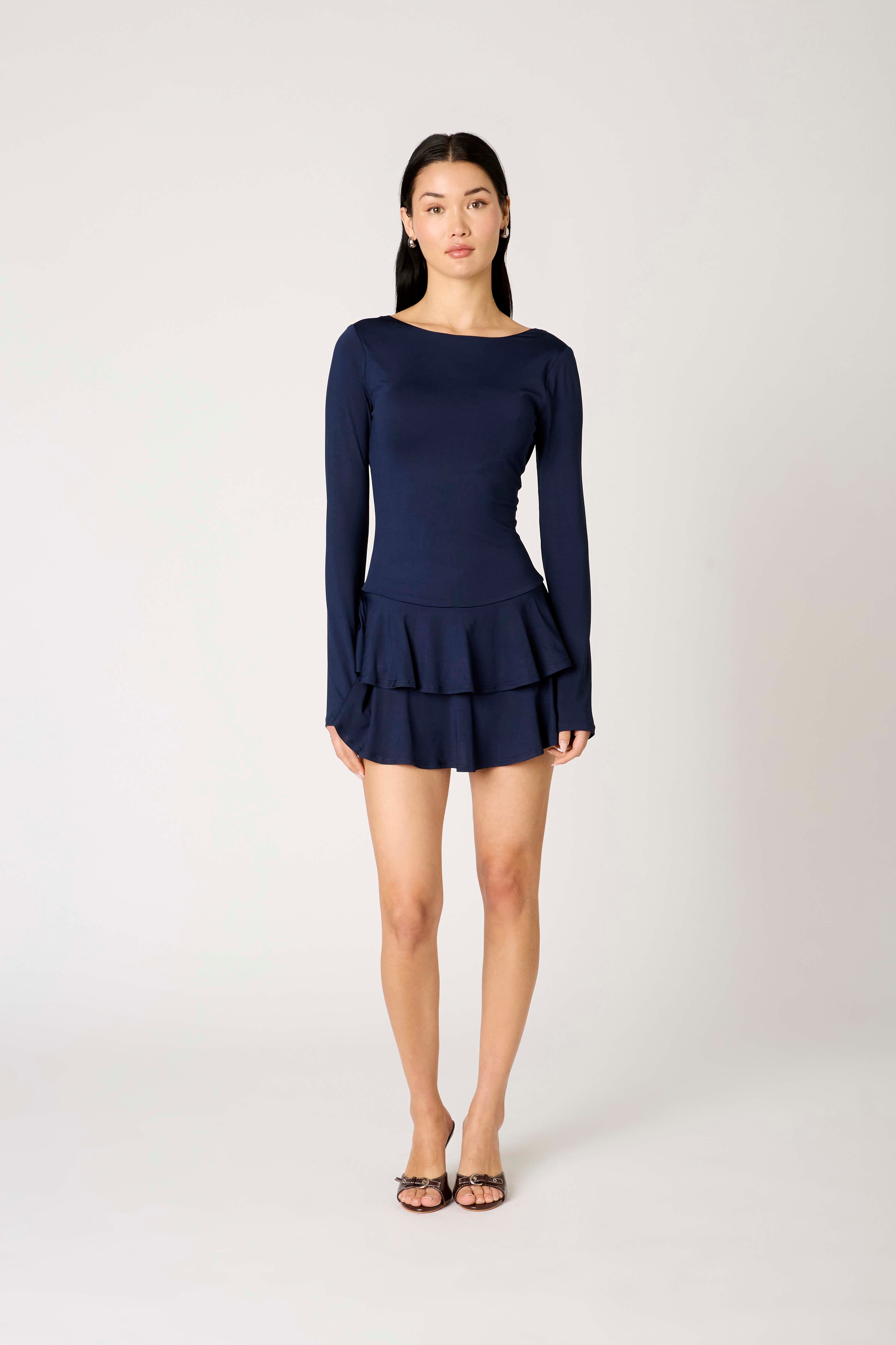 Sienna Dress in midnight front view
