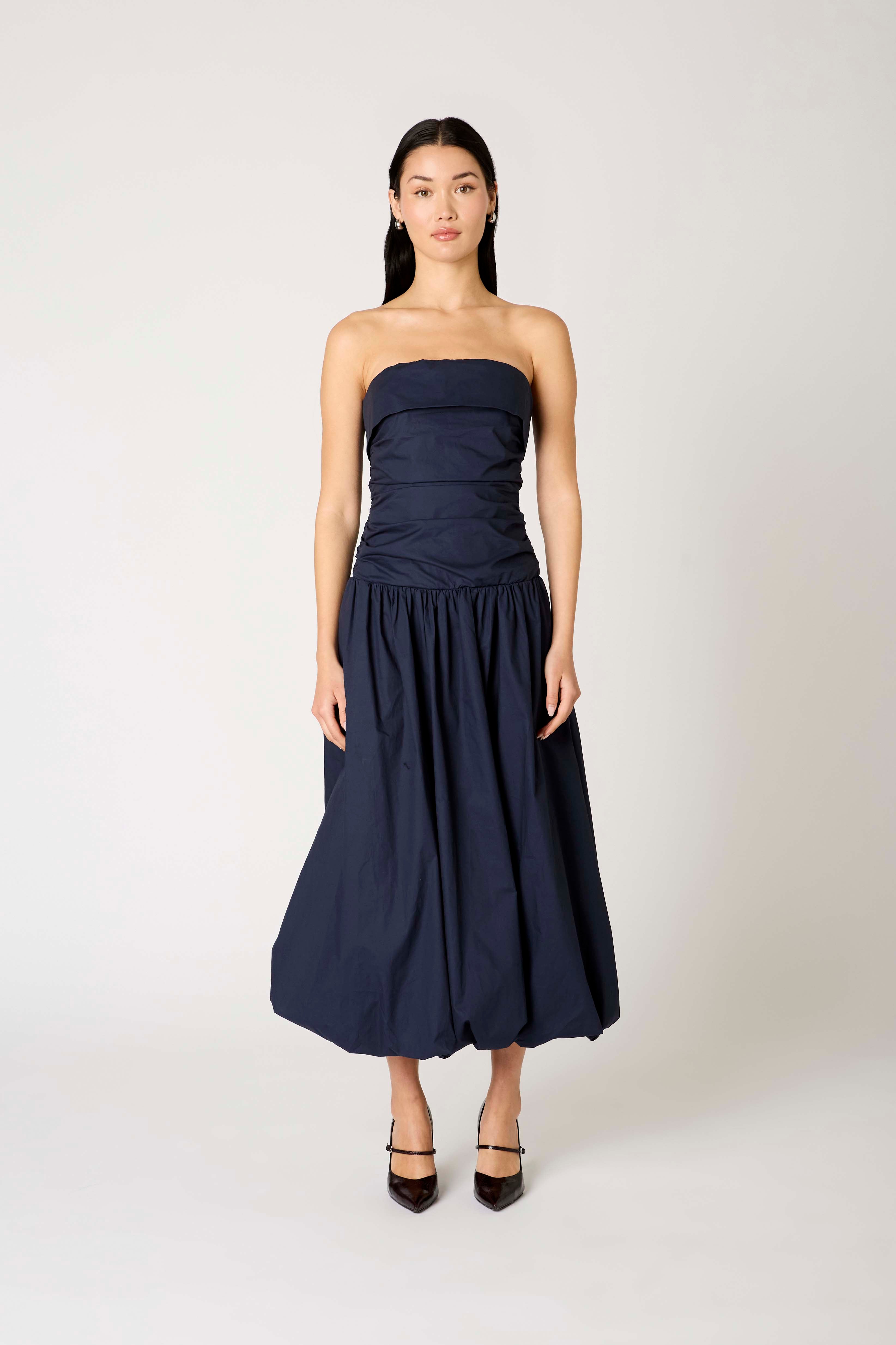 Freya Dress in navy front view
