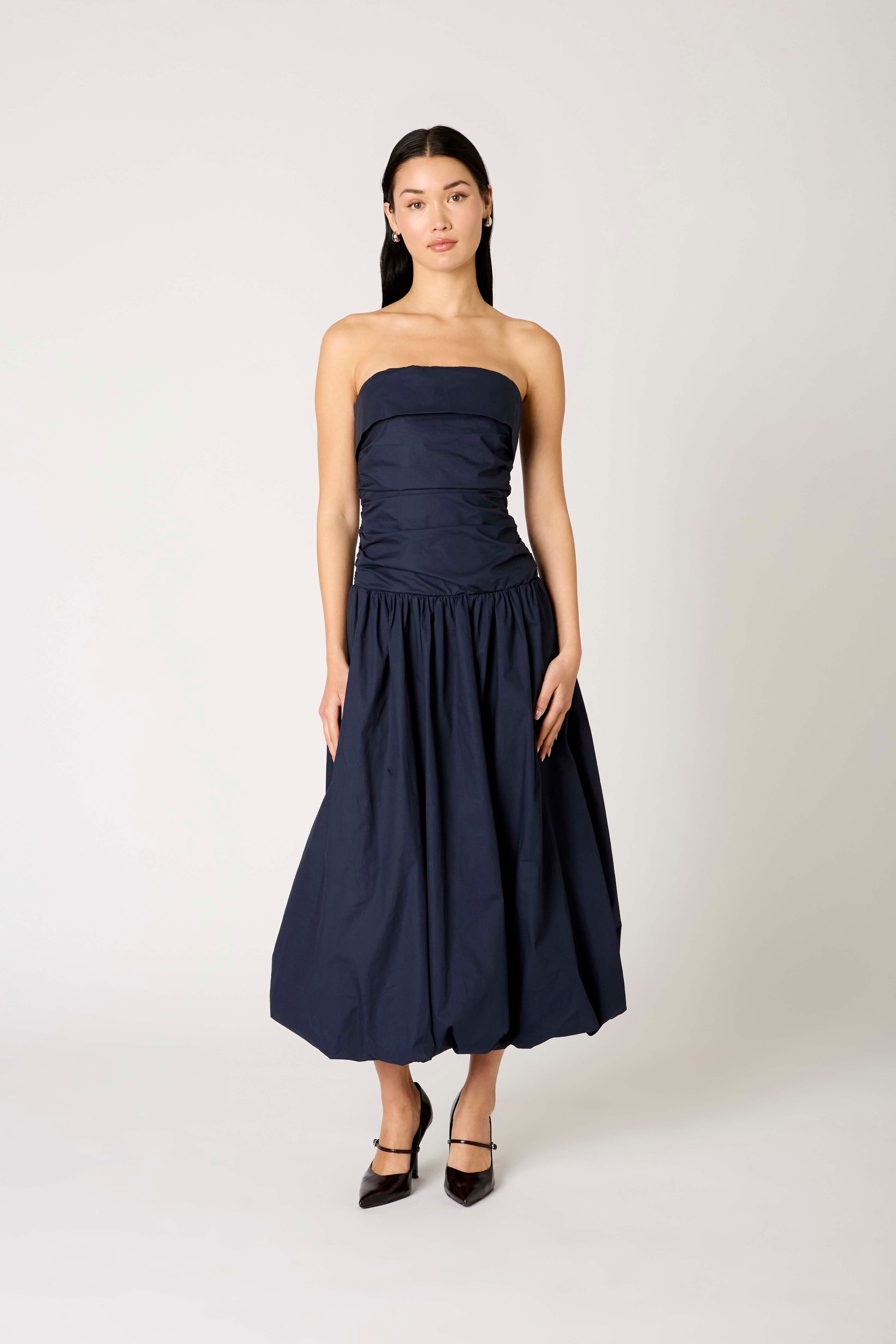 Freya Dress in navy front view
