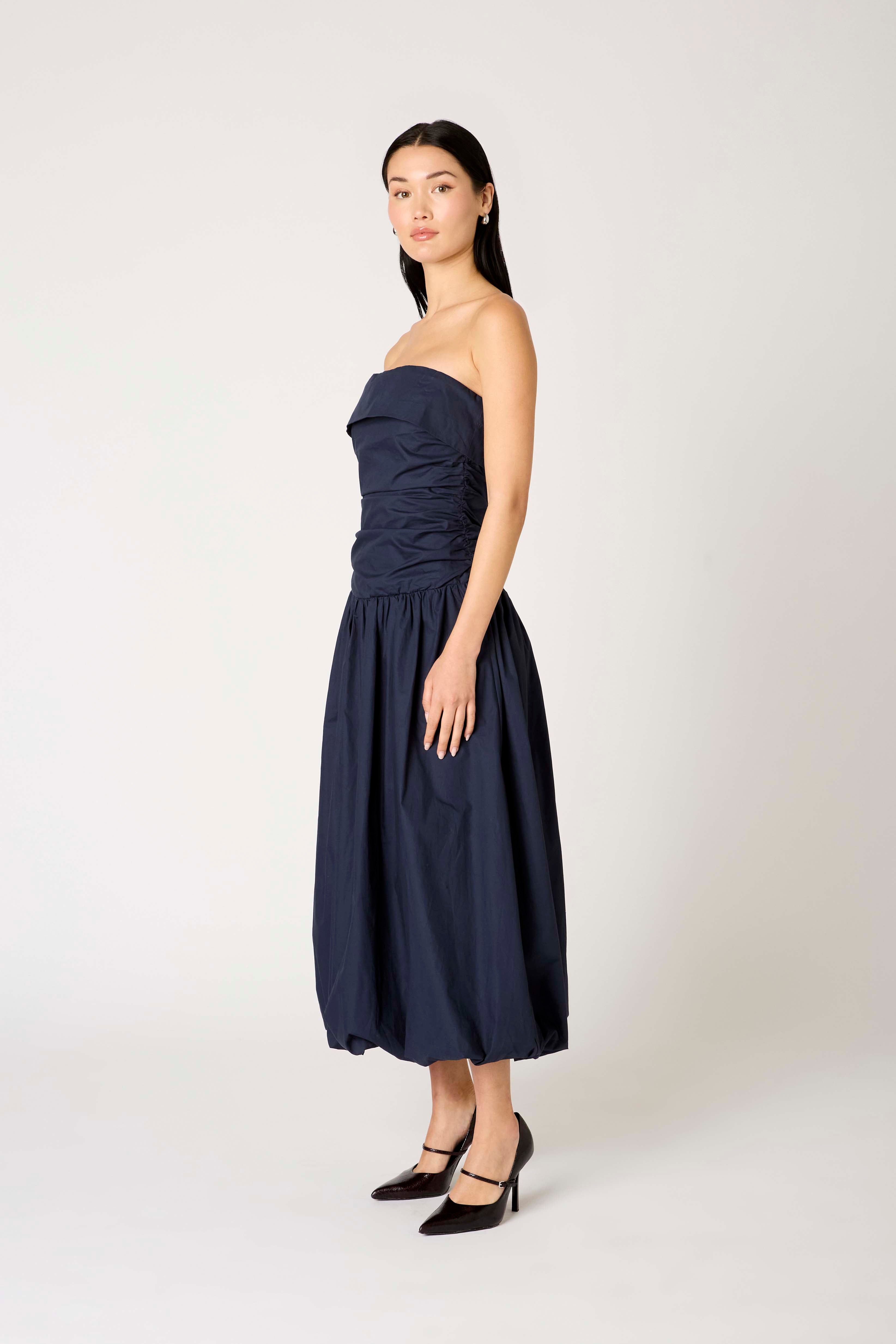 Freya Dress in navy side view