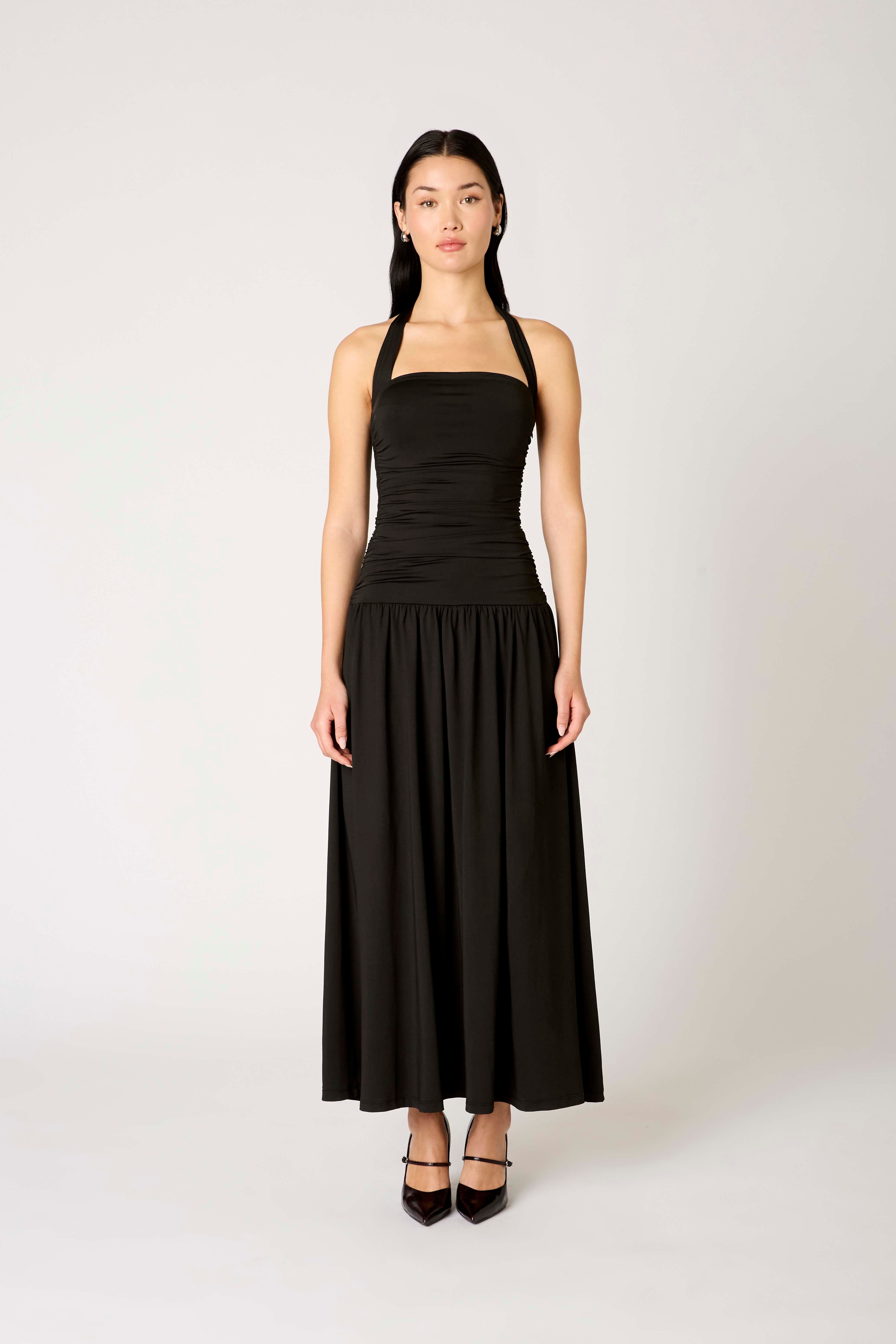 Delphine Dress in black front view