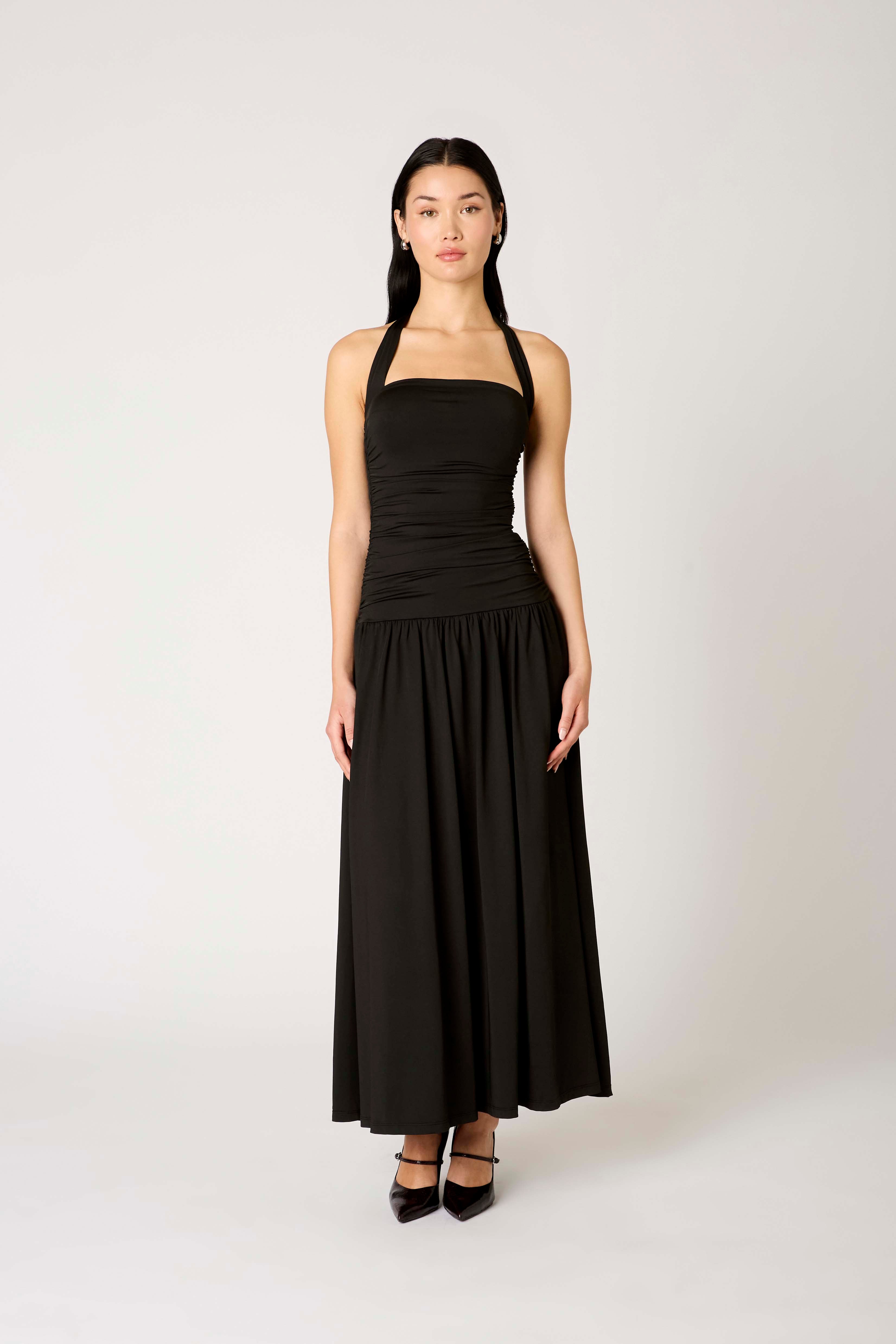 Delphine Dress in black front view