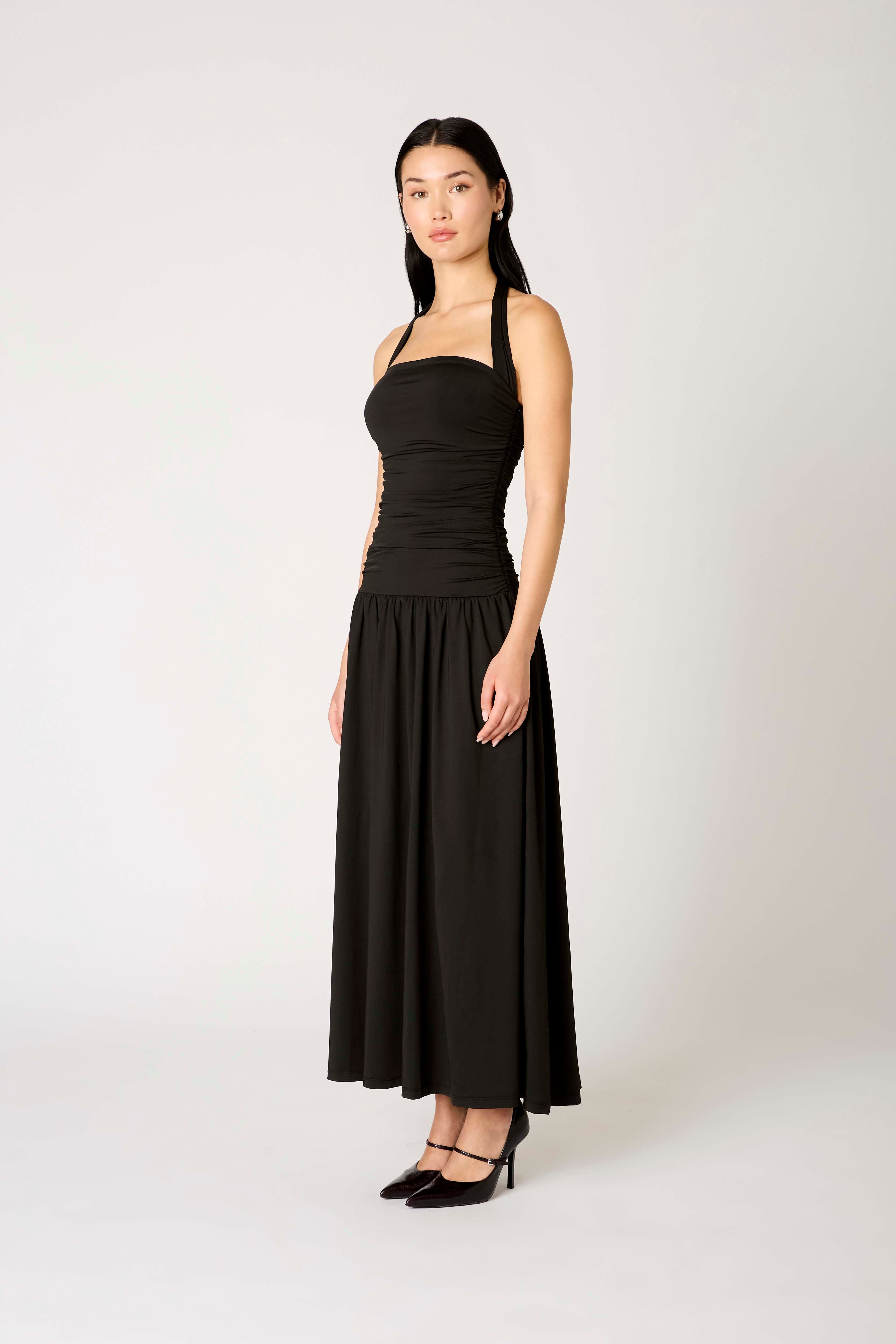 Delphine Dress in black side view
