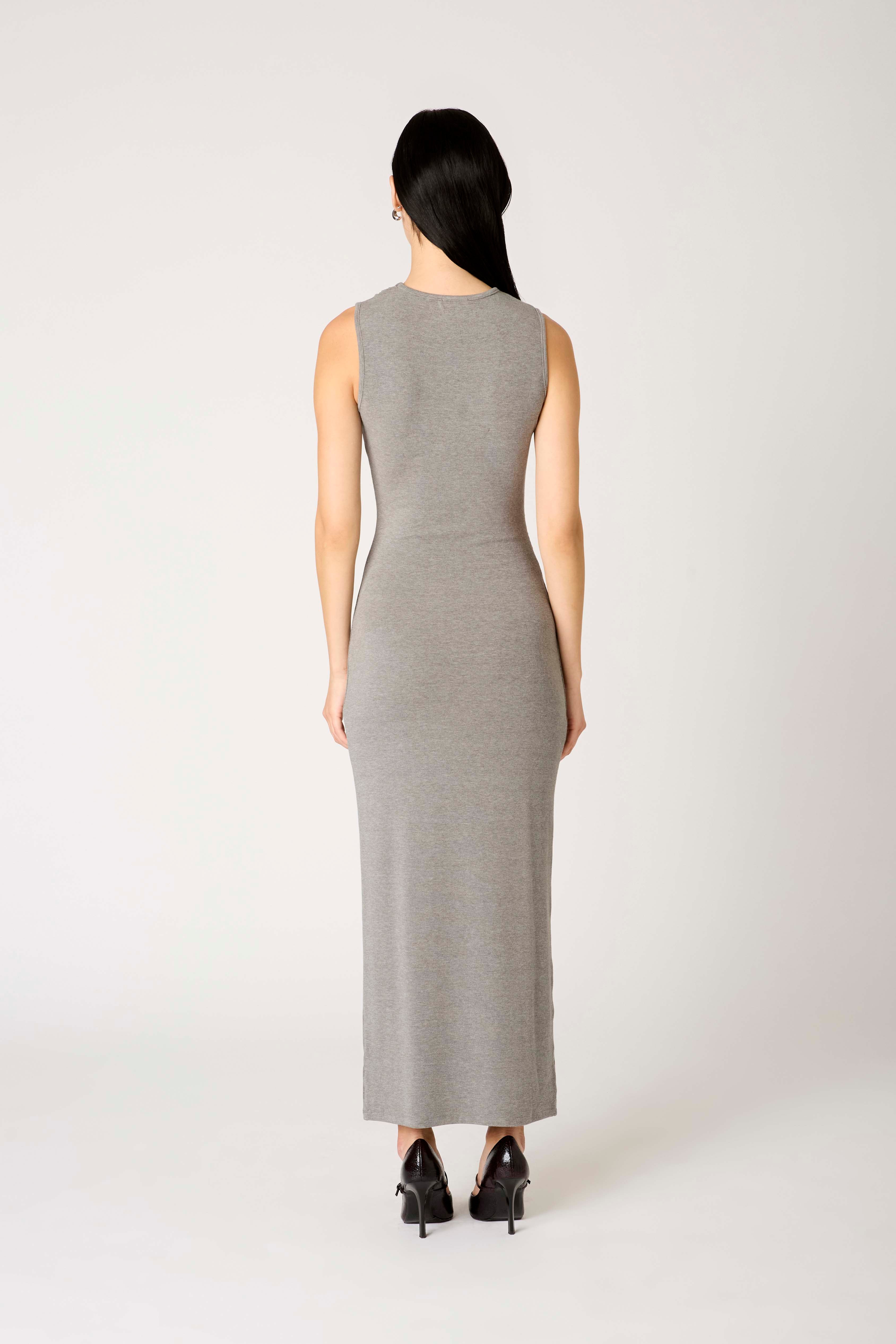 Lilia Dress in heather grey back view