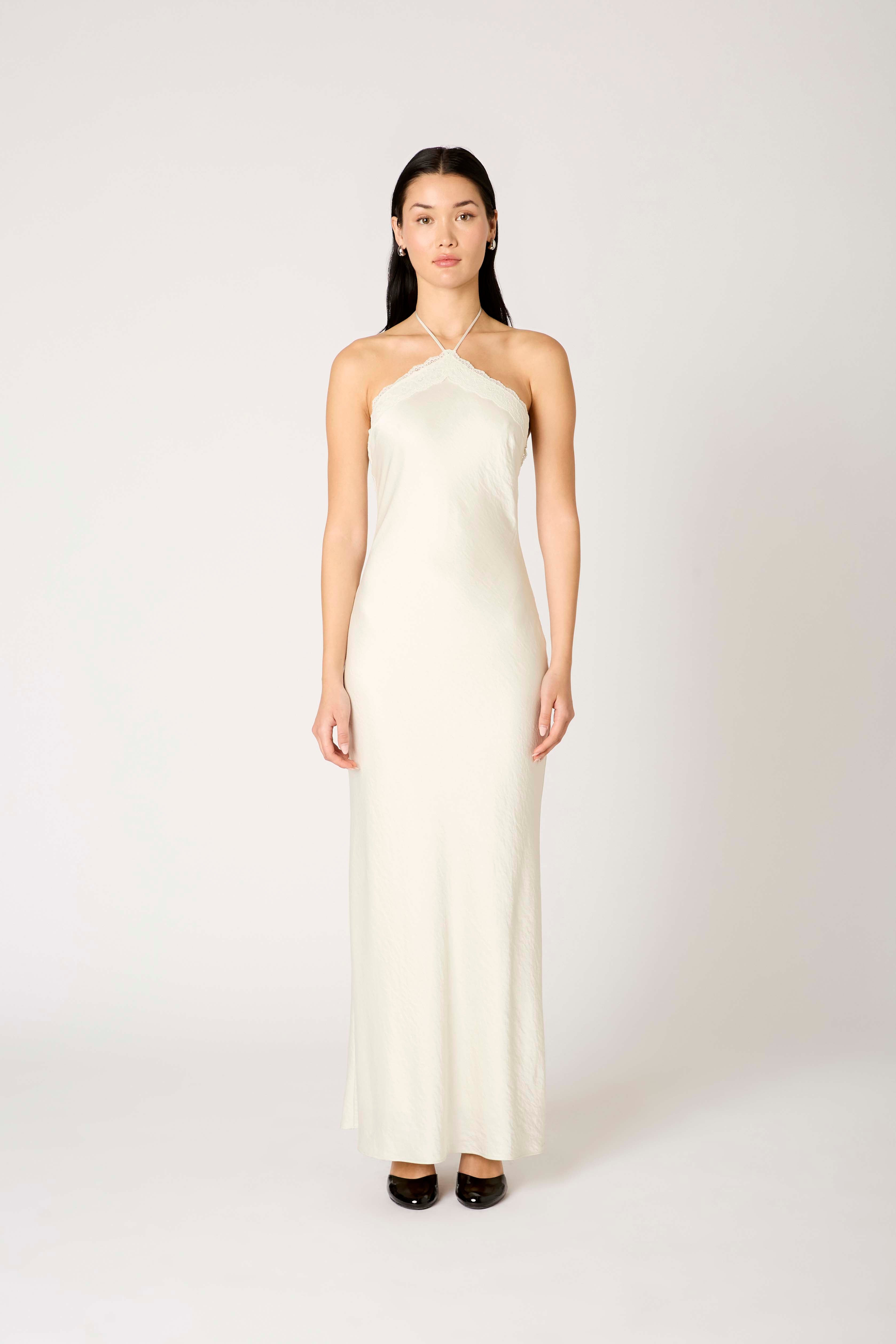 Vesper Dress in pearl front view