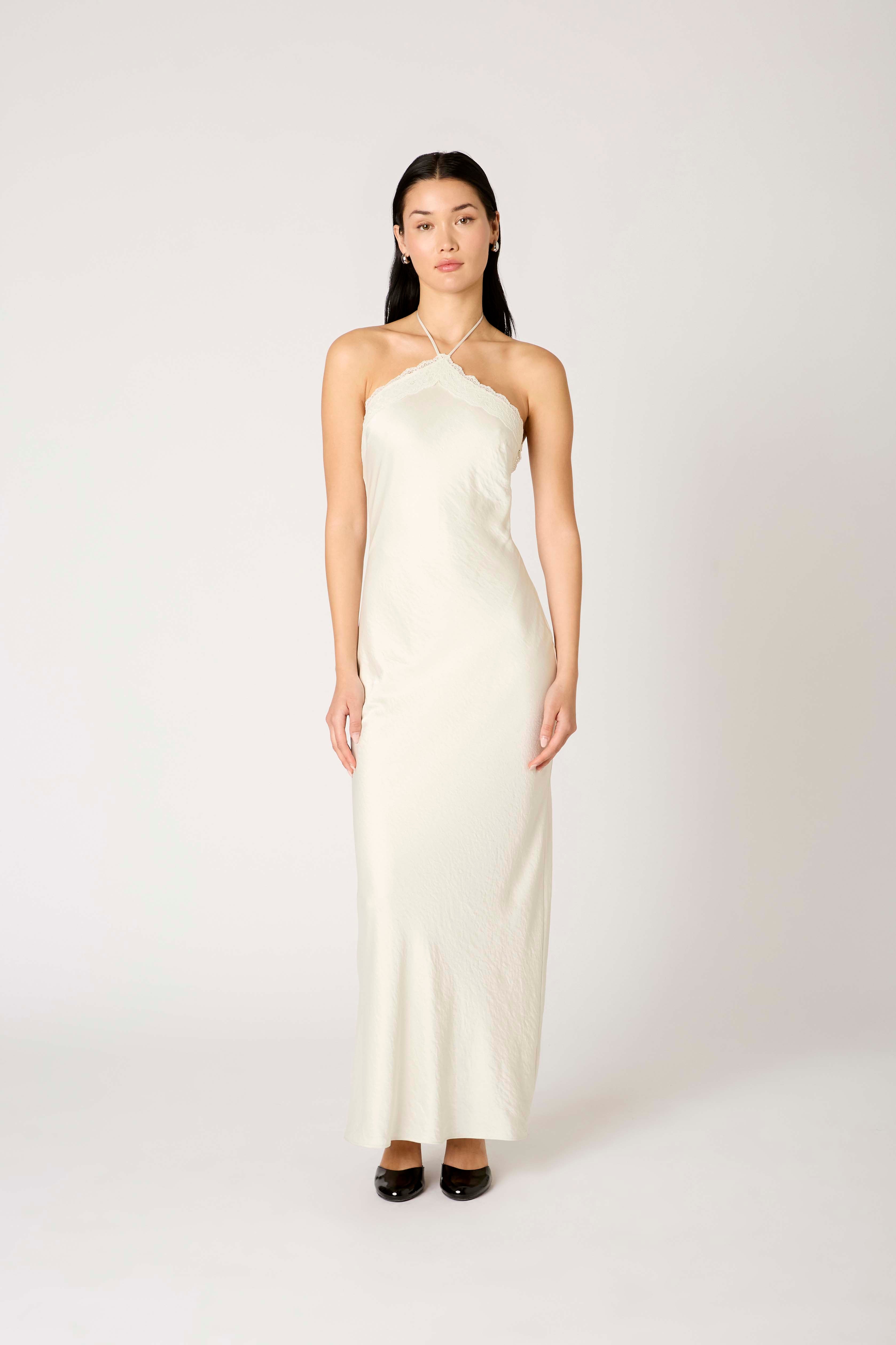 Vesper Dress in pearl front view