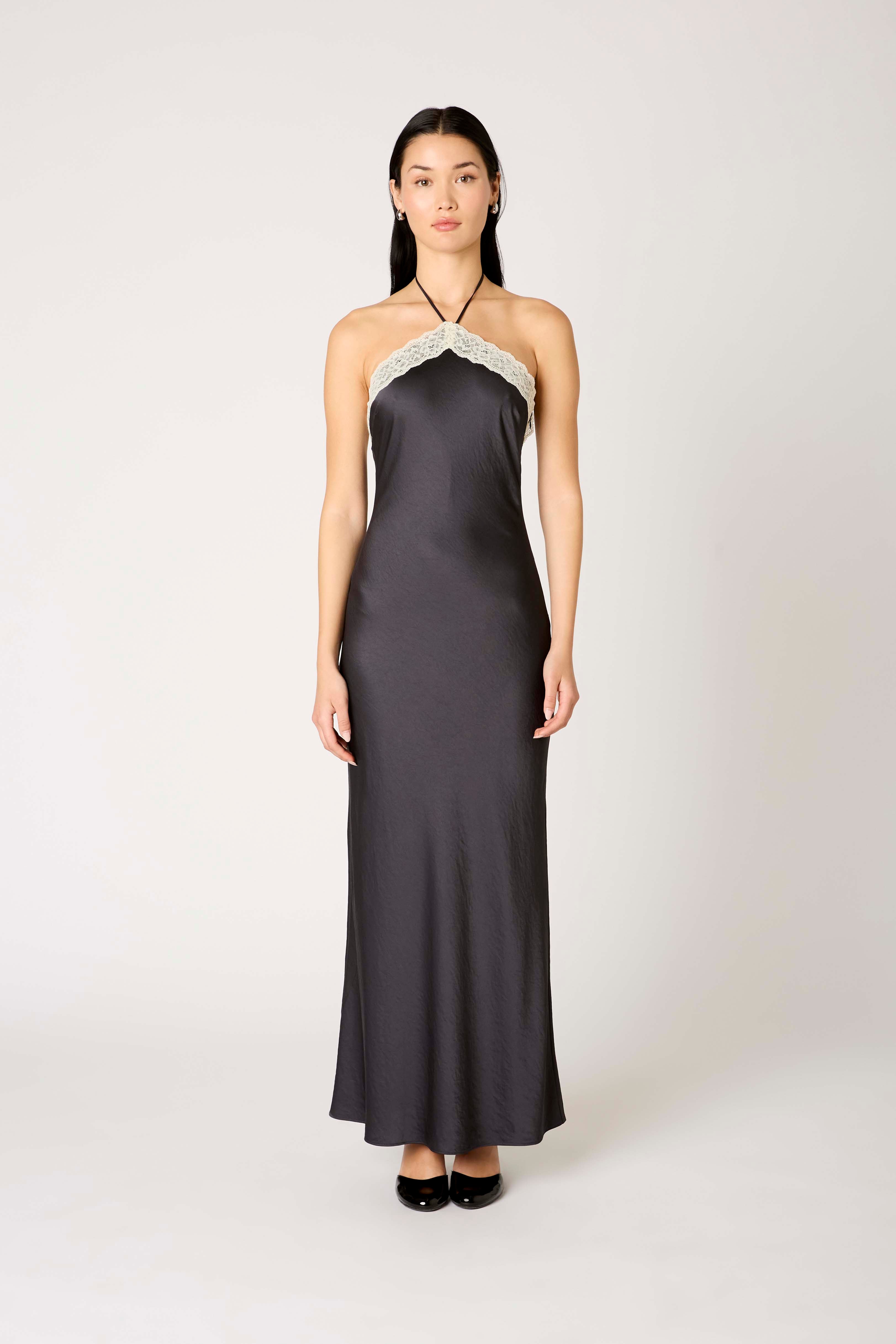 Vesper Dress in soot front view