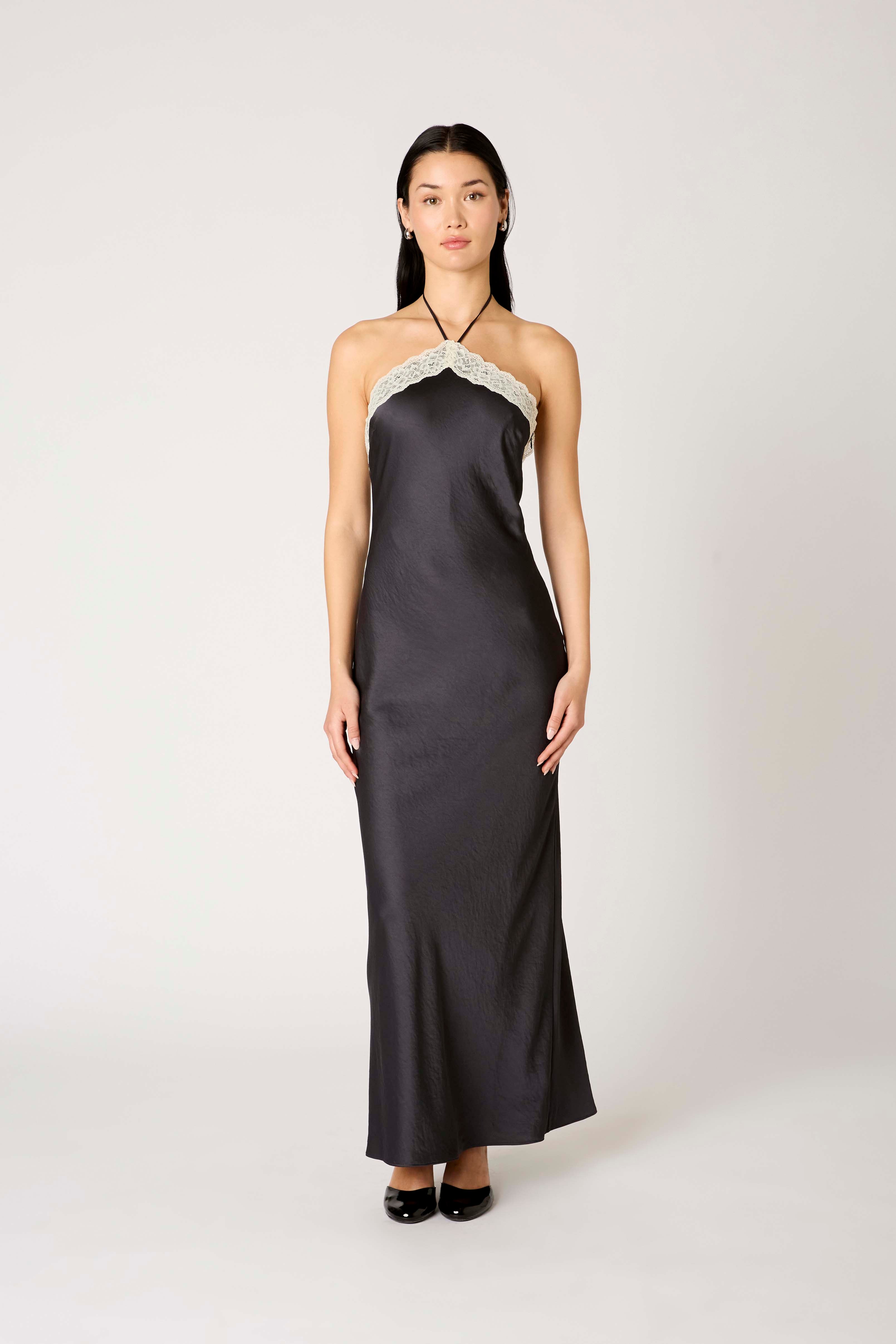 Vesper Dress in soot front view