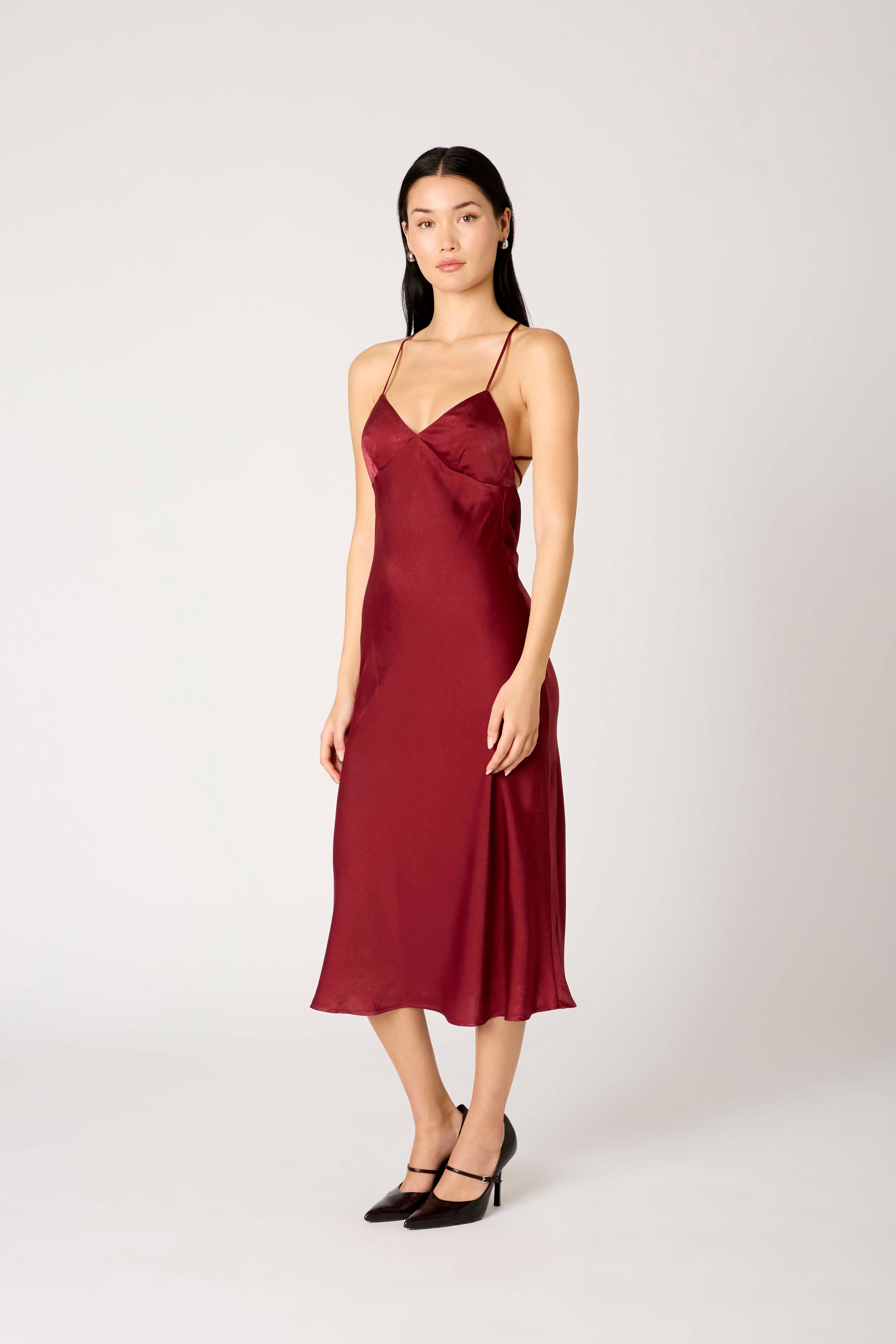 Chrishelle Dress in oxblood side view
