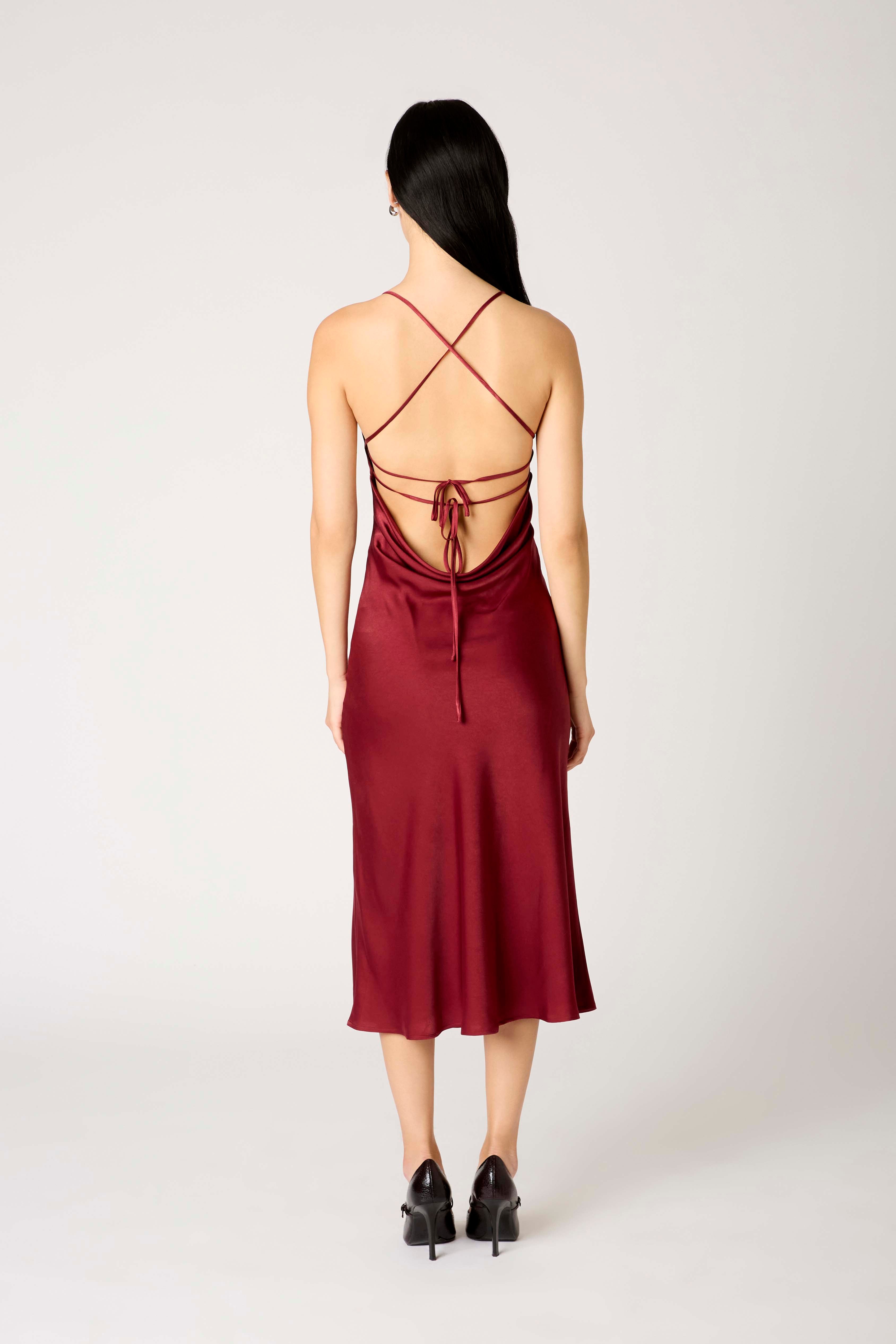Chrishelle Dress in oxblood back view