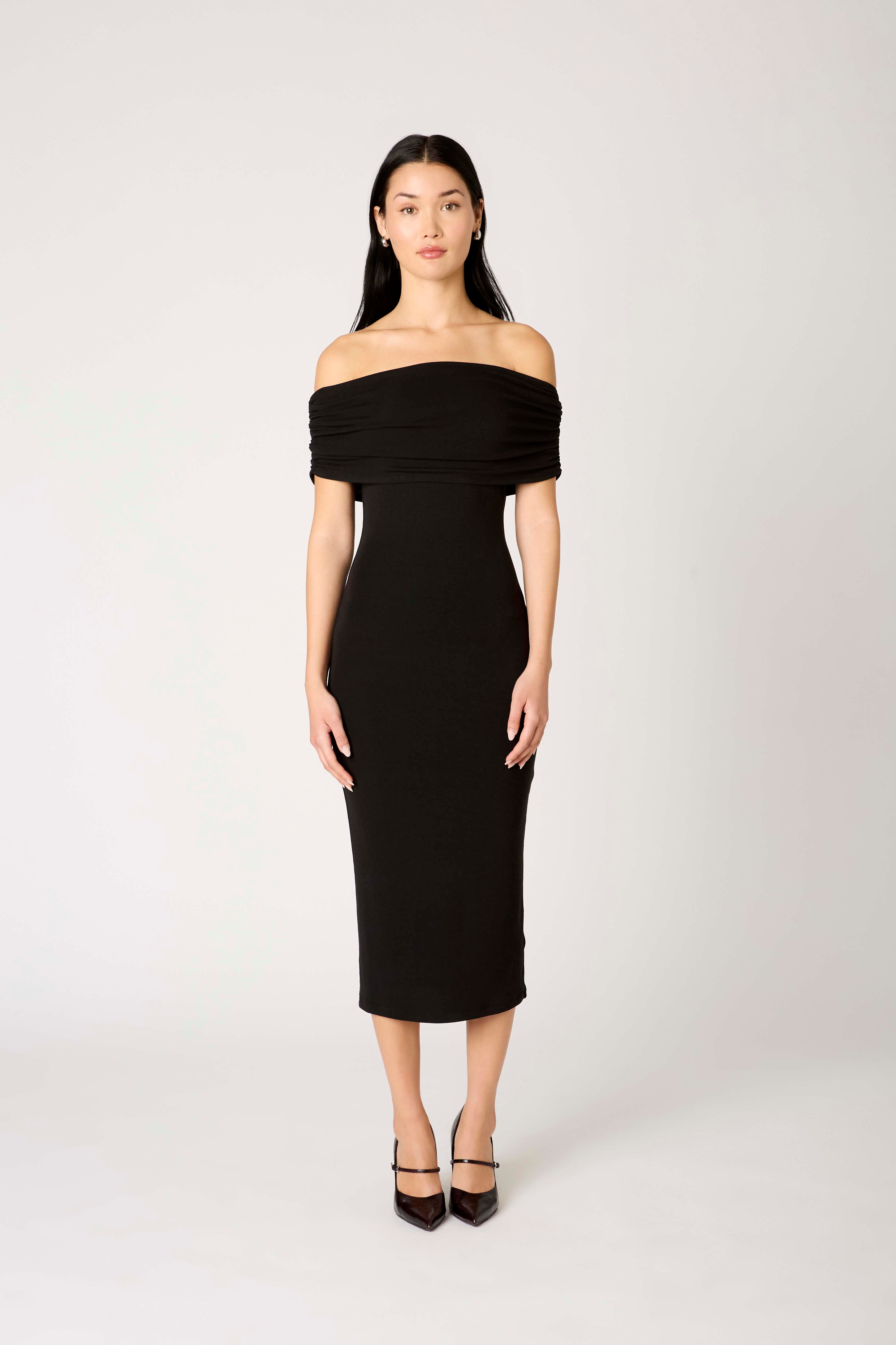 Celine Dress in black front view