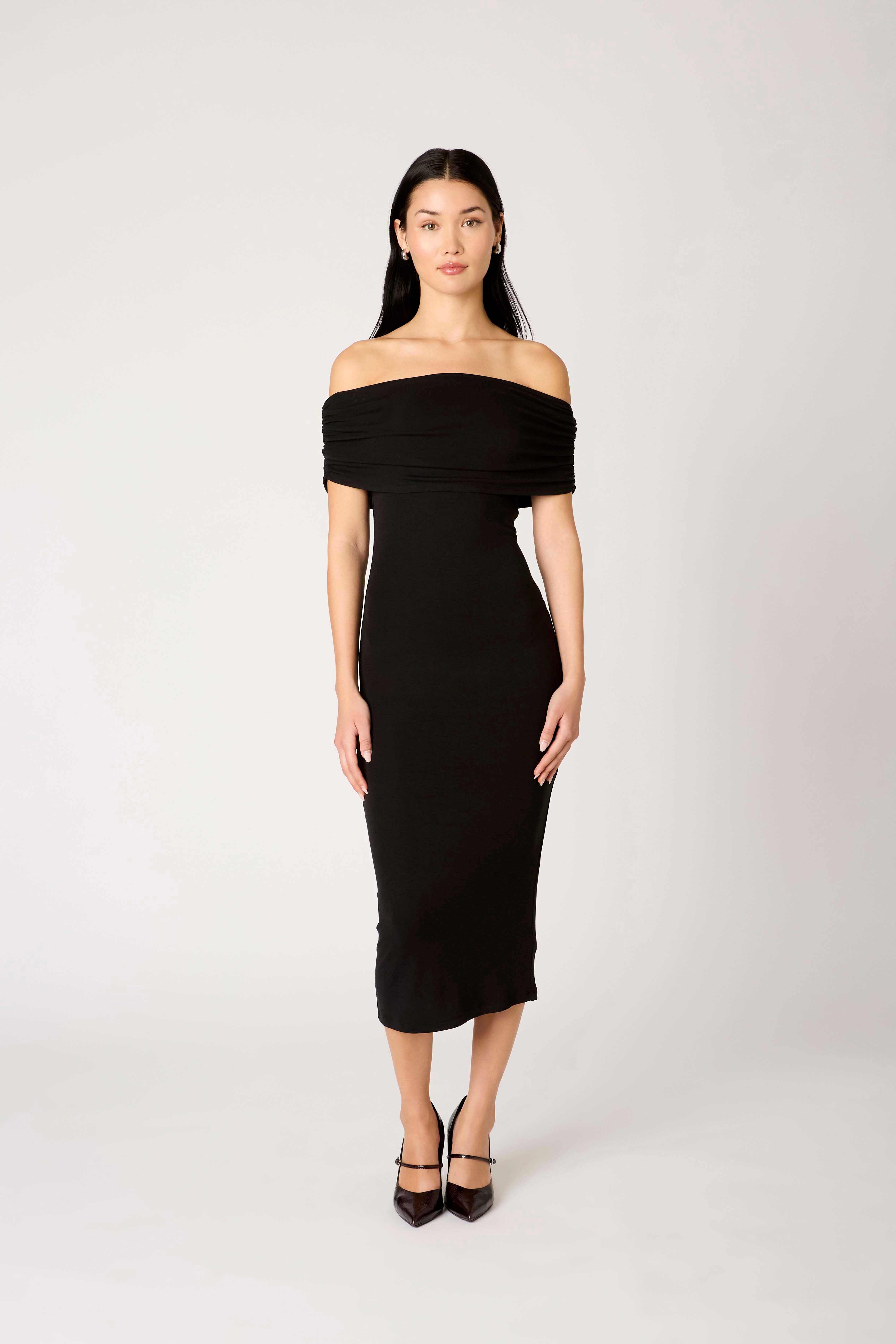 Celine Dress in black front view
