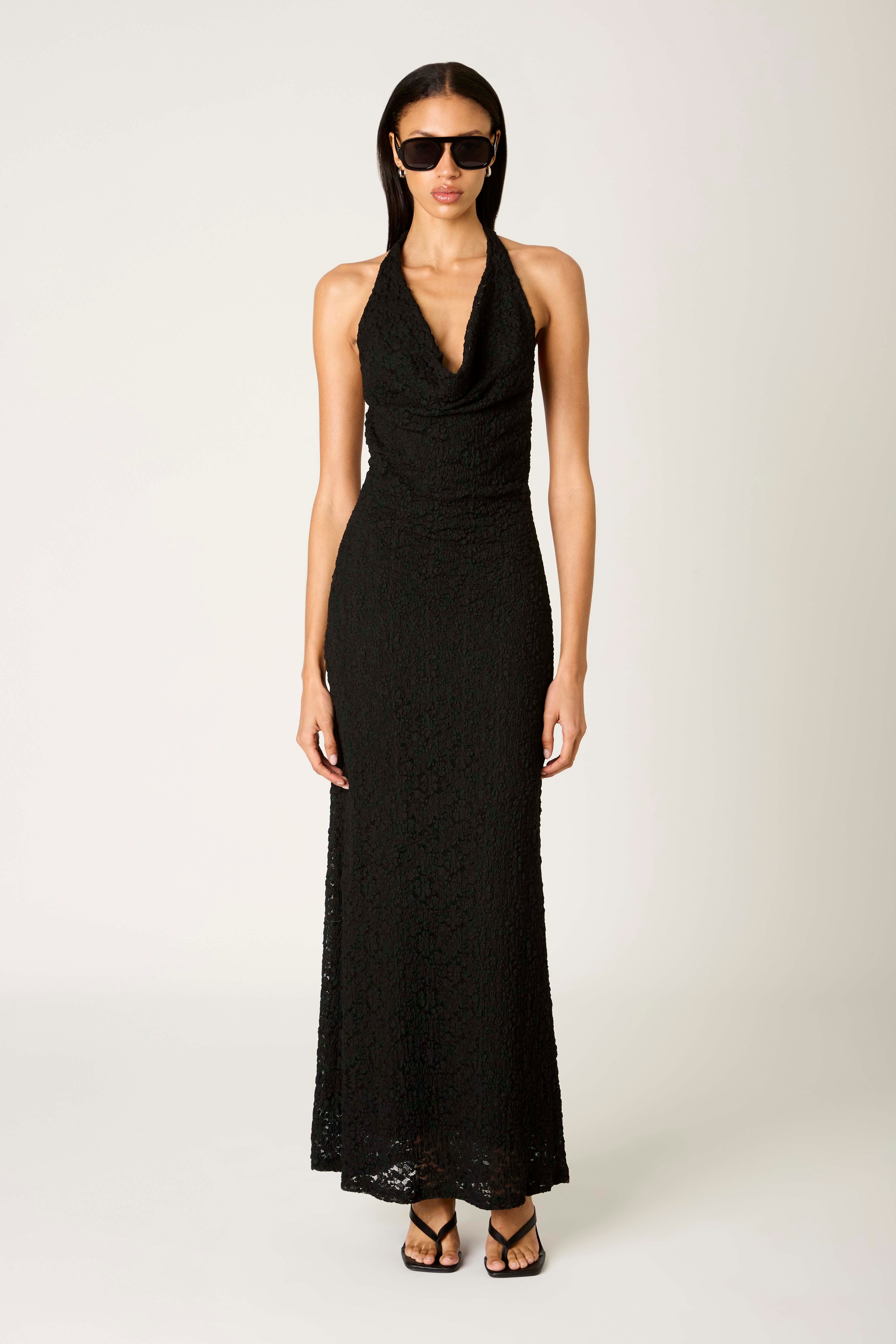 Thalia Dress in black front view