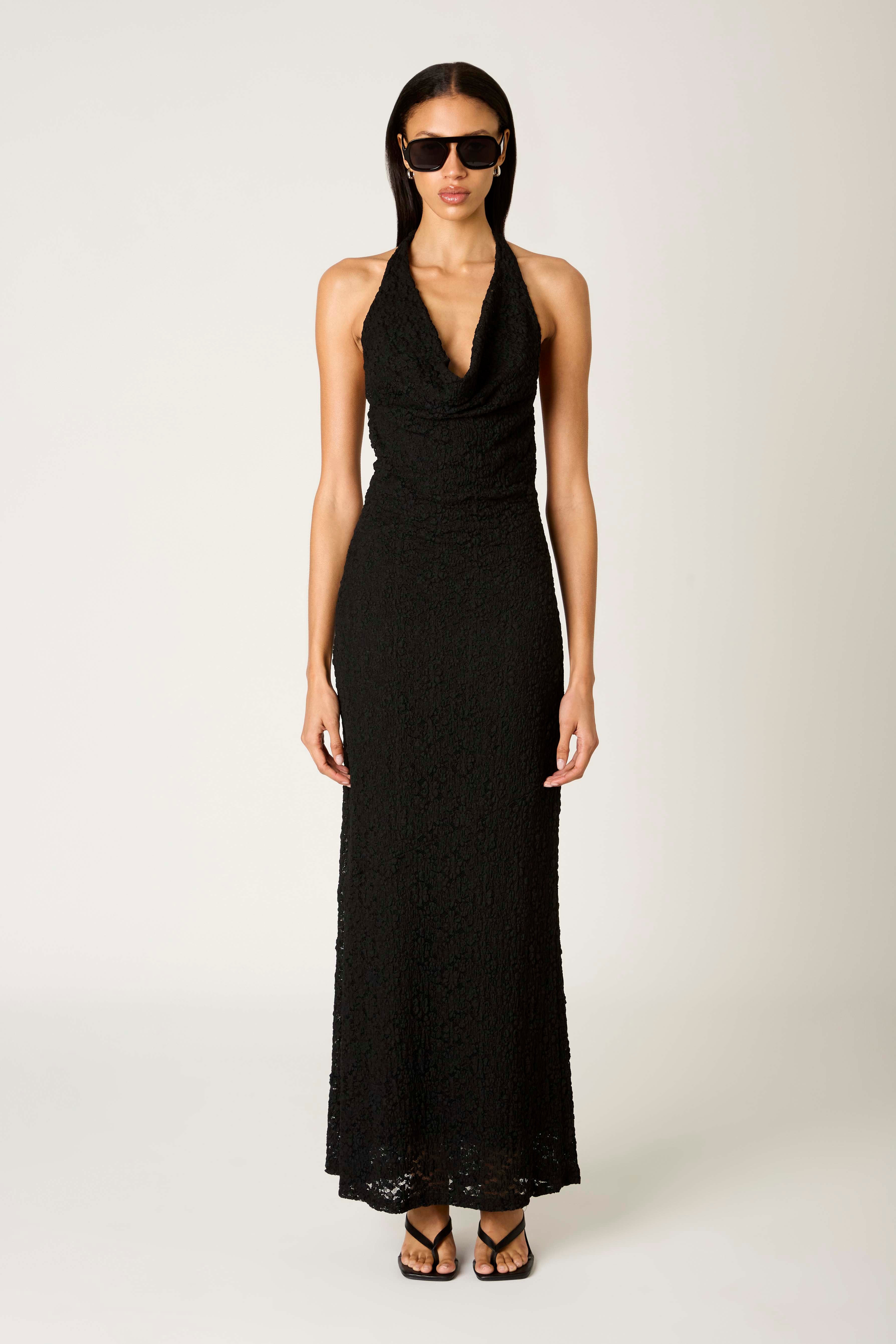 Thalia Dress in black front view