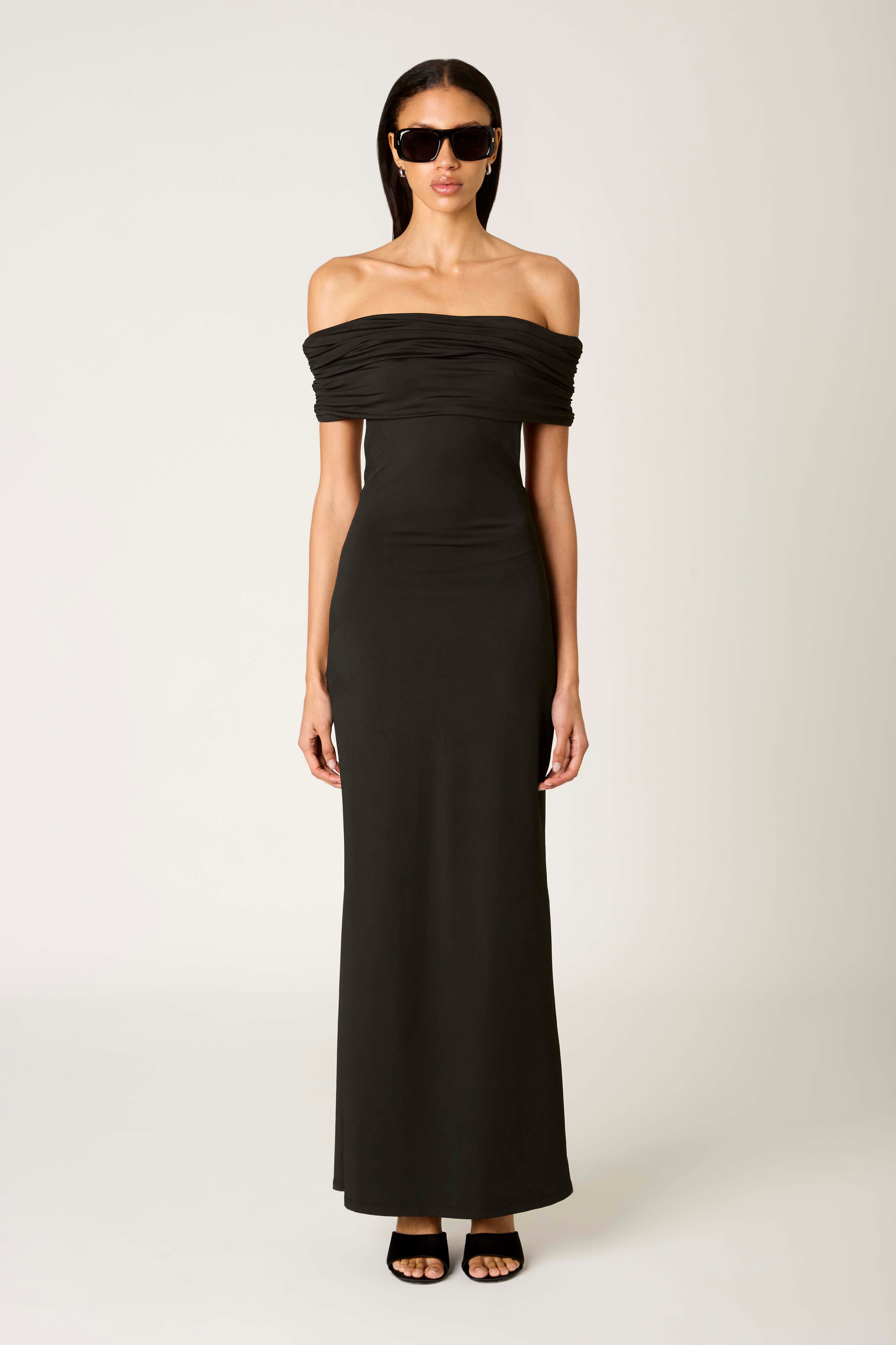 Evangeline Dress in black front view