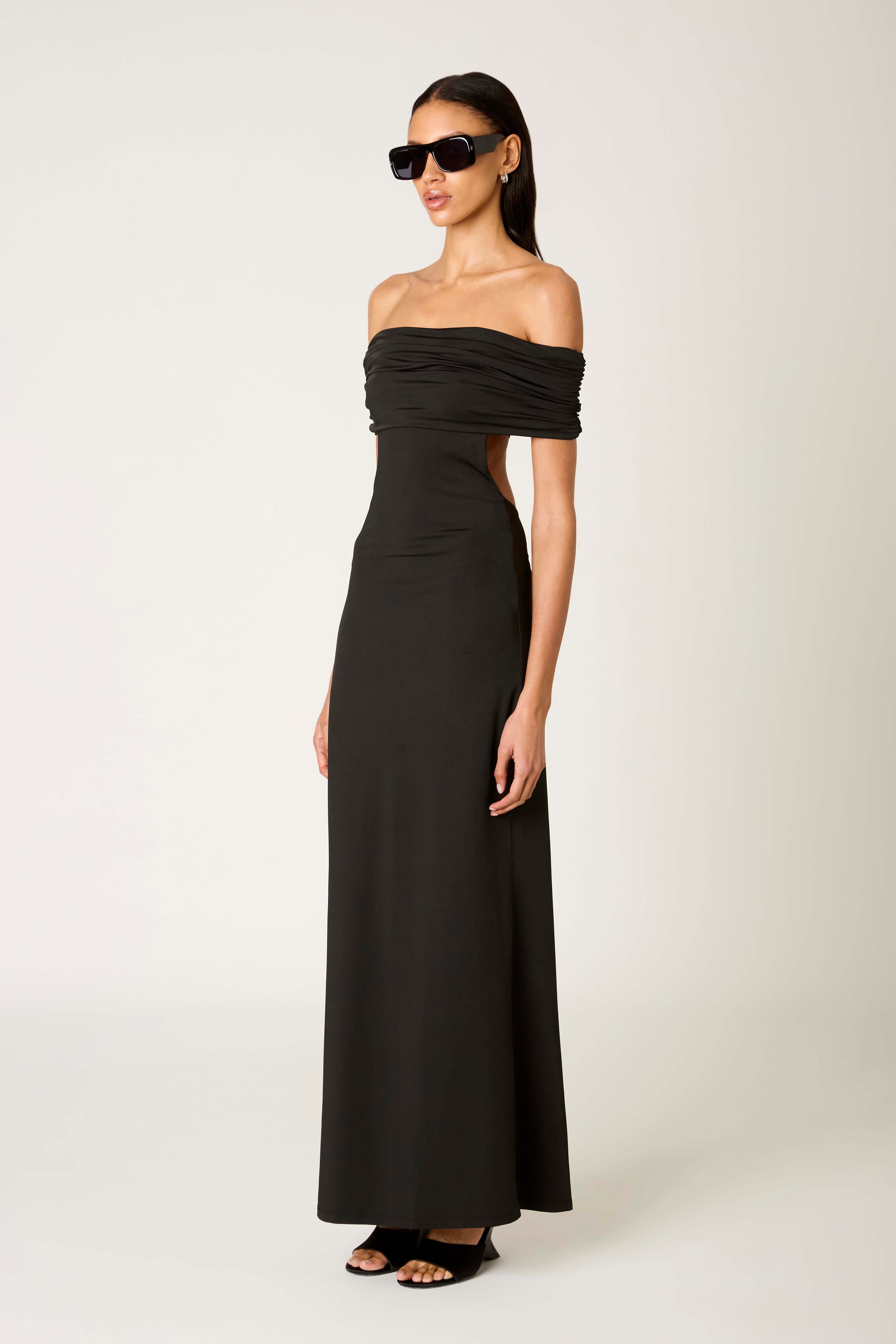 Evangeline Dress in black side view