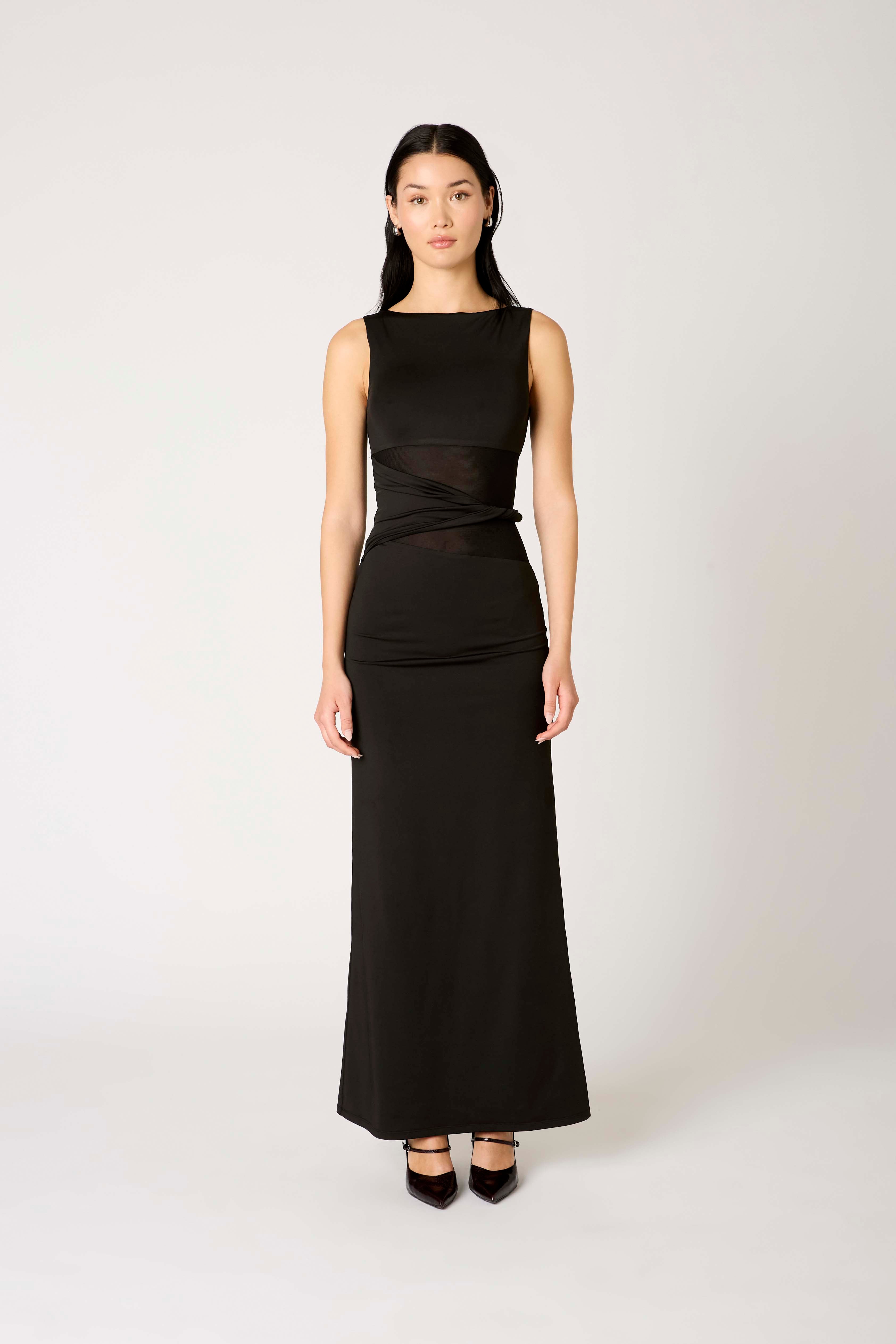Ione Dress in black front view