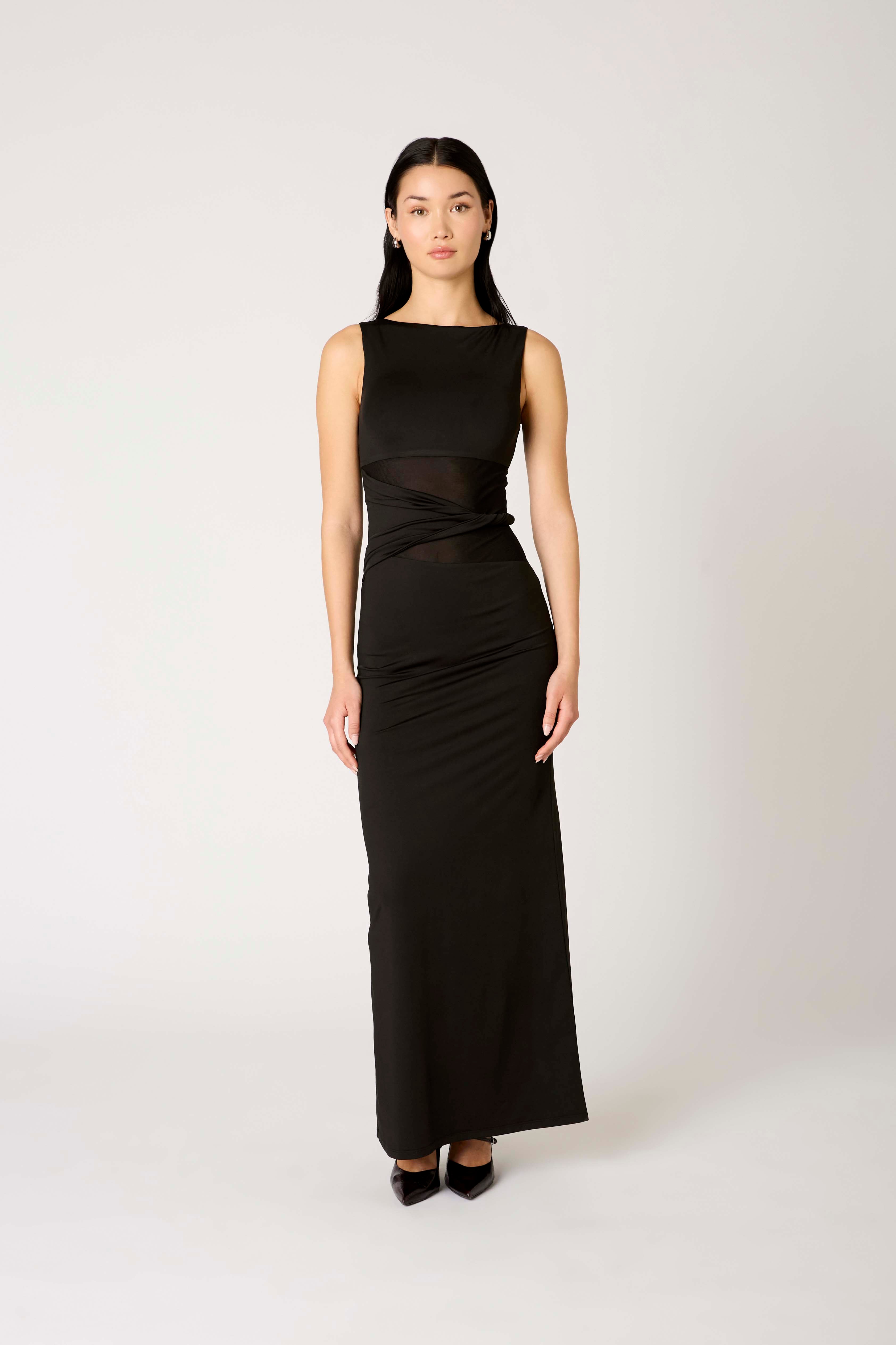 Ione Dress in black front view