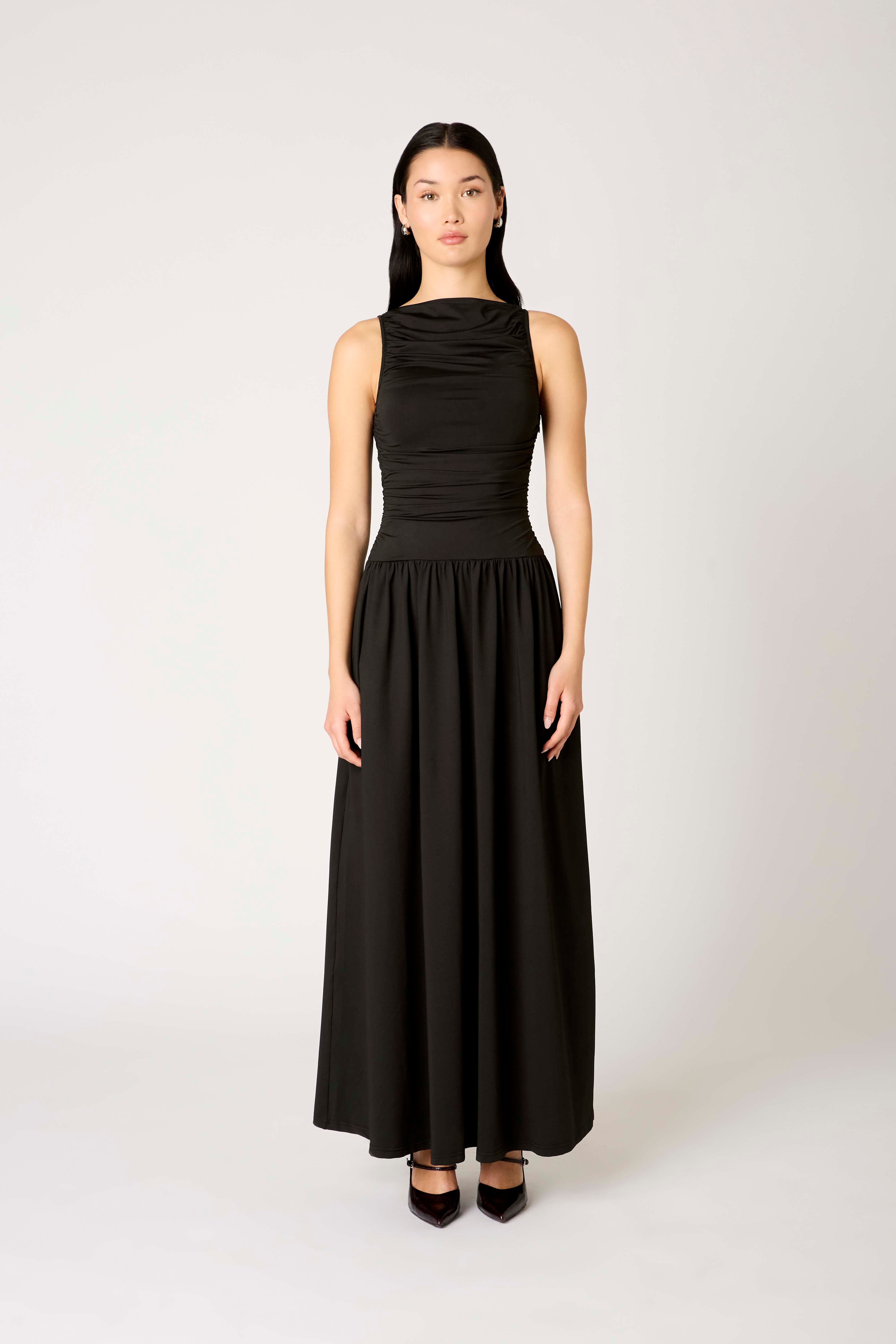 Clea Dress in black front view