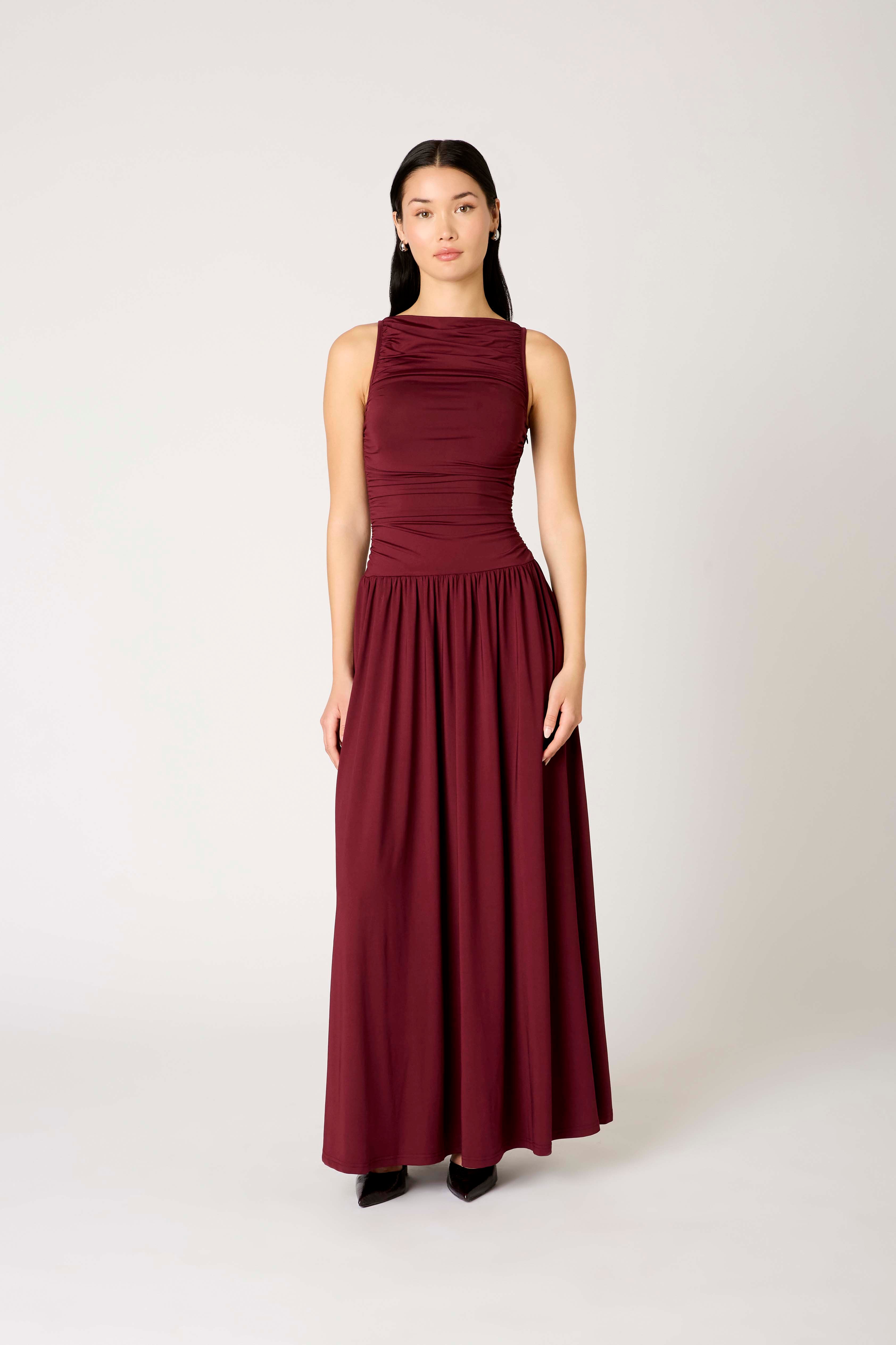 Clea Dress in chianti front view