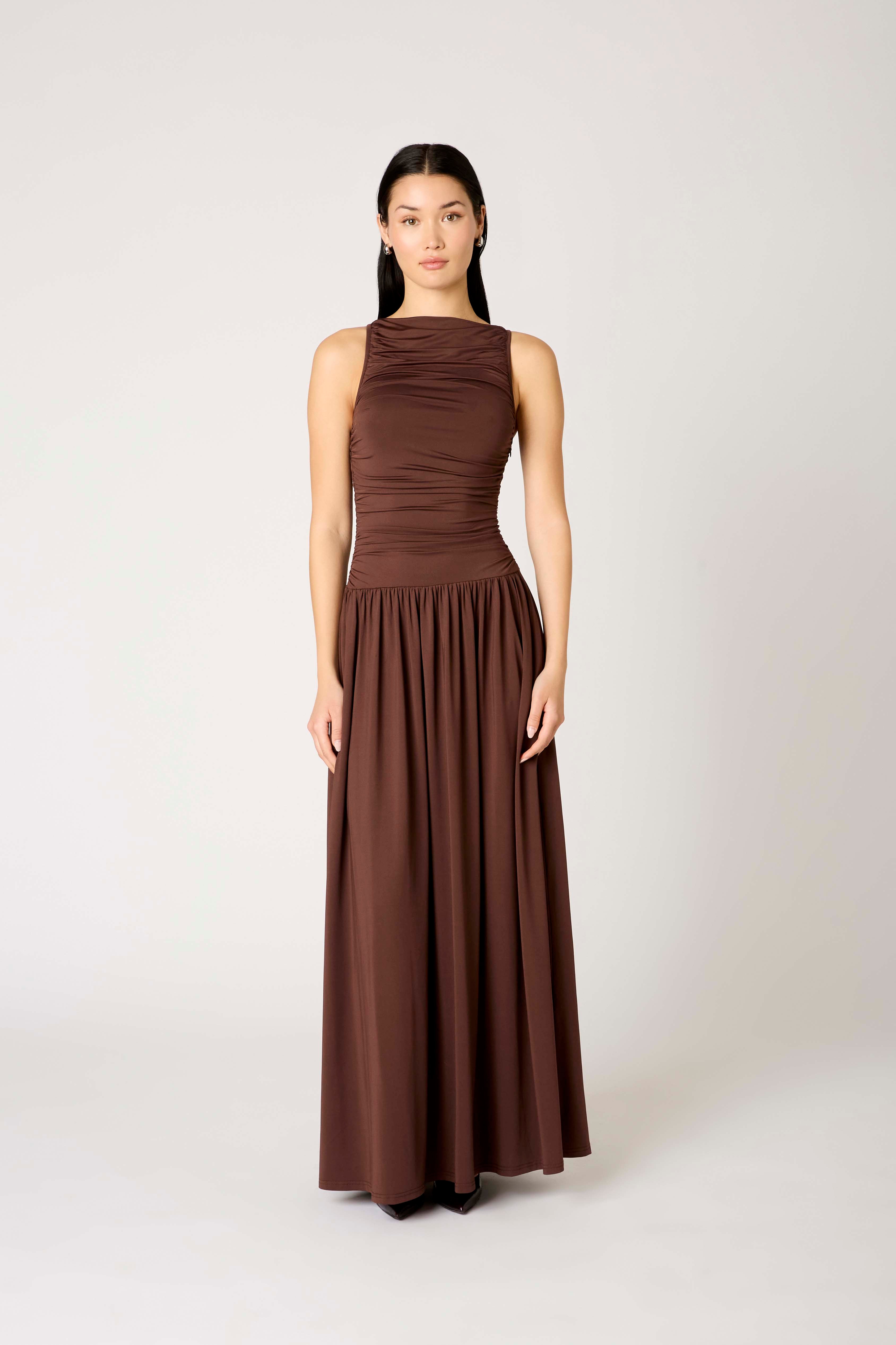 Clea Dress in espresso front view