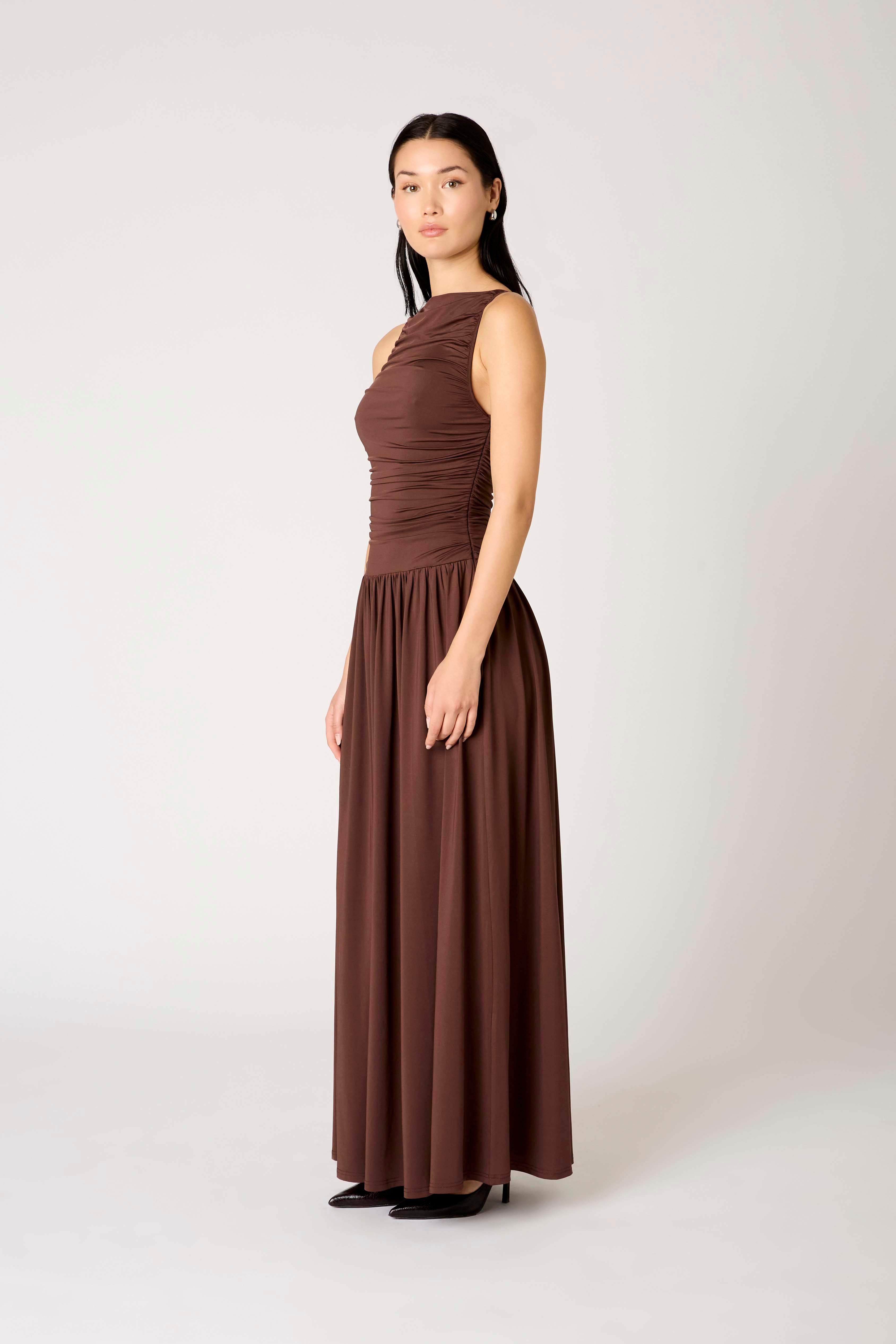 Clea Dress in espresso side view