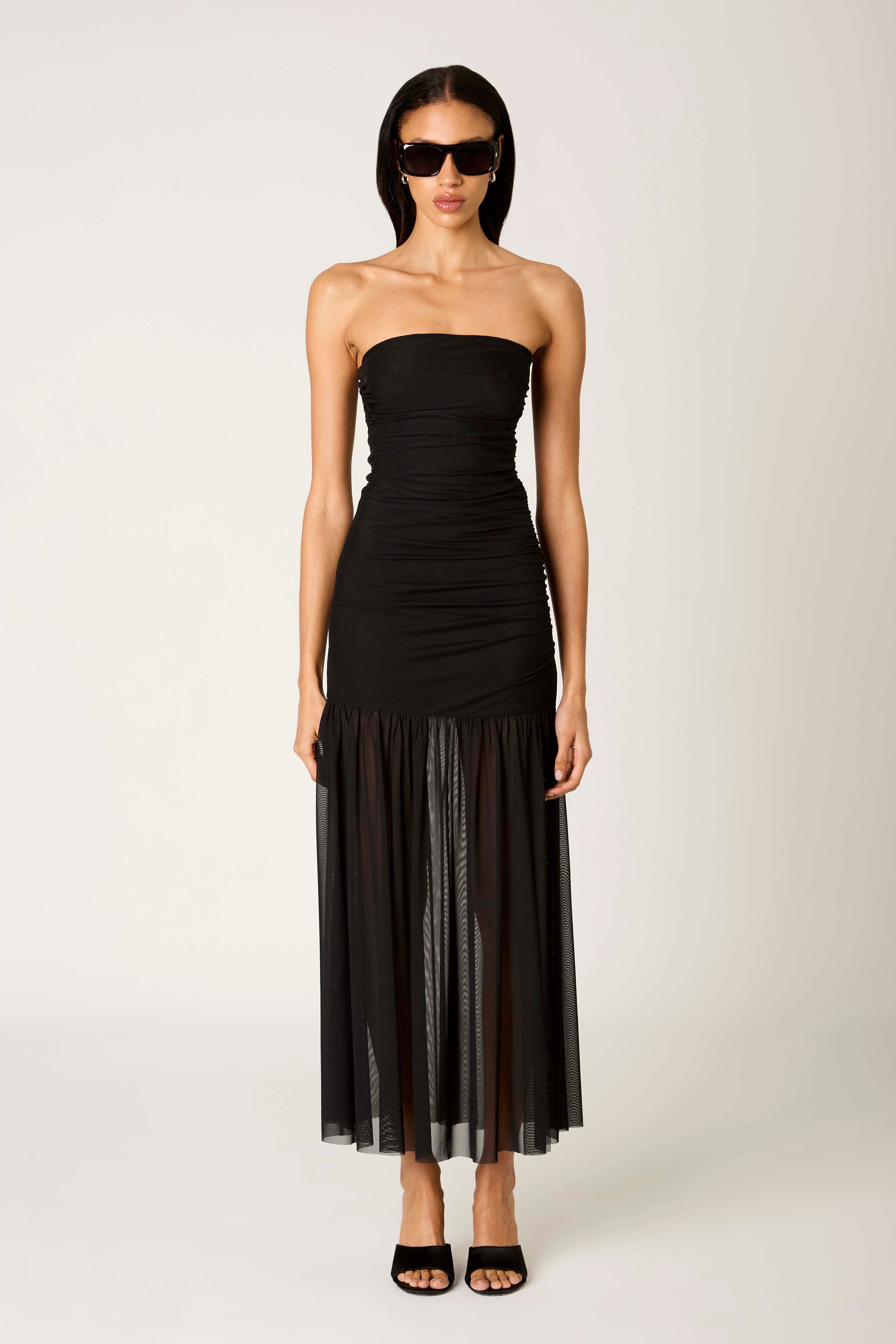 Nola Dress in black front view