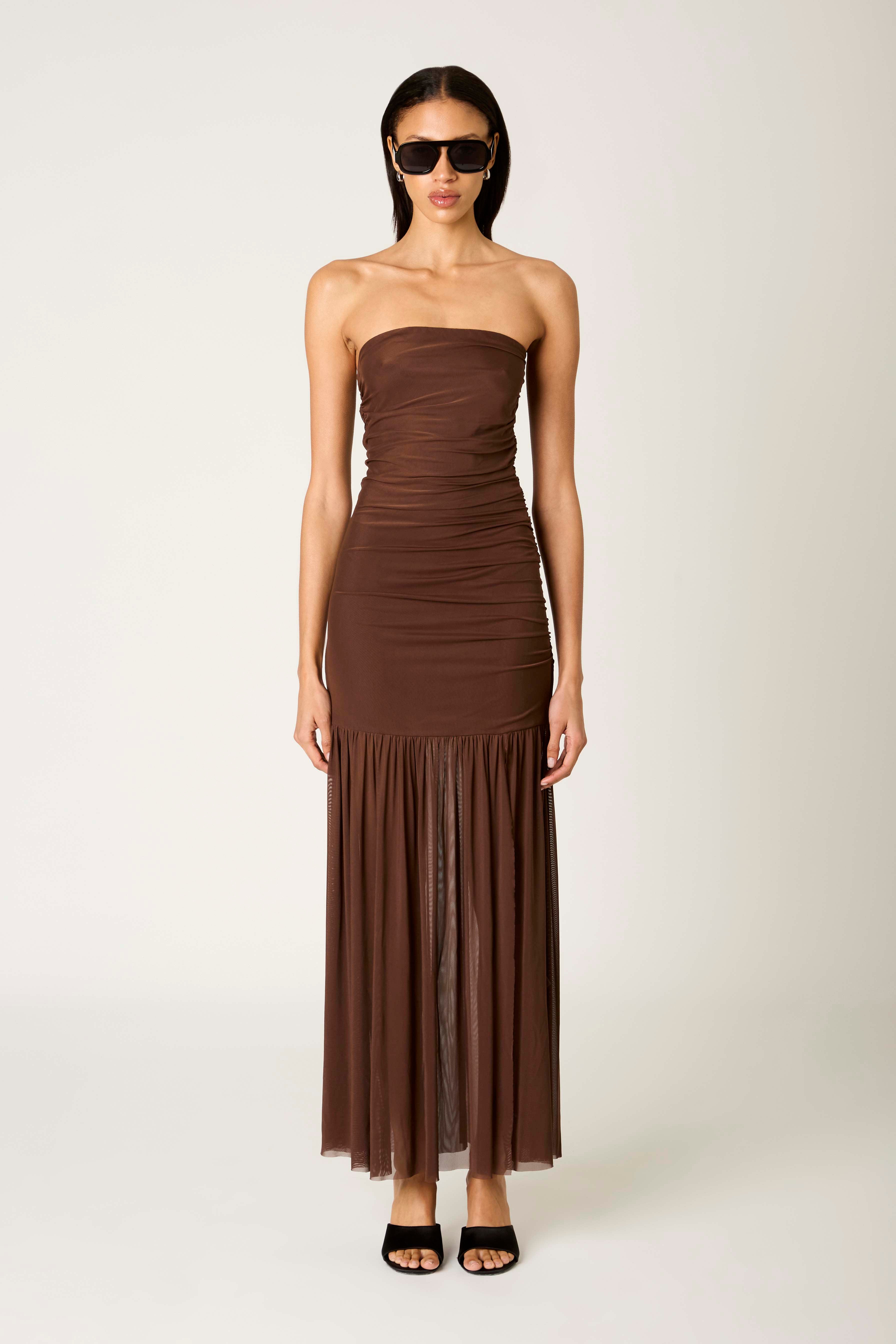 Nola Dress in espresso front view