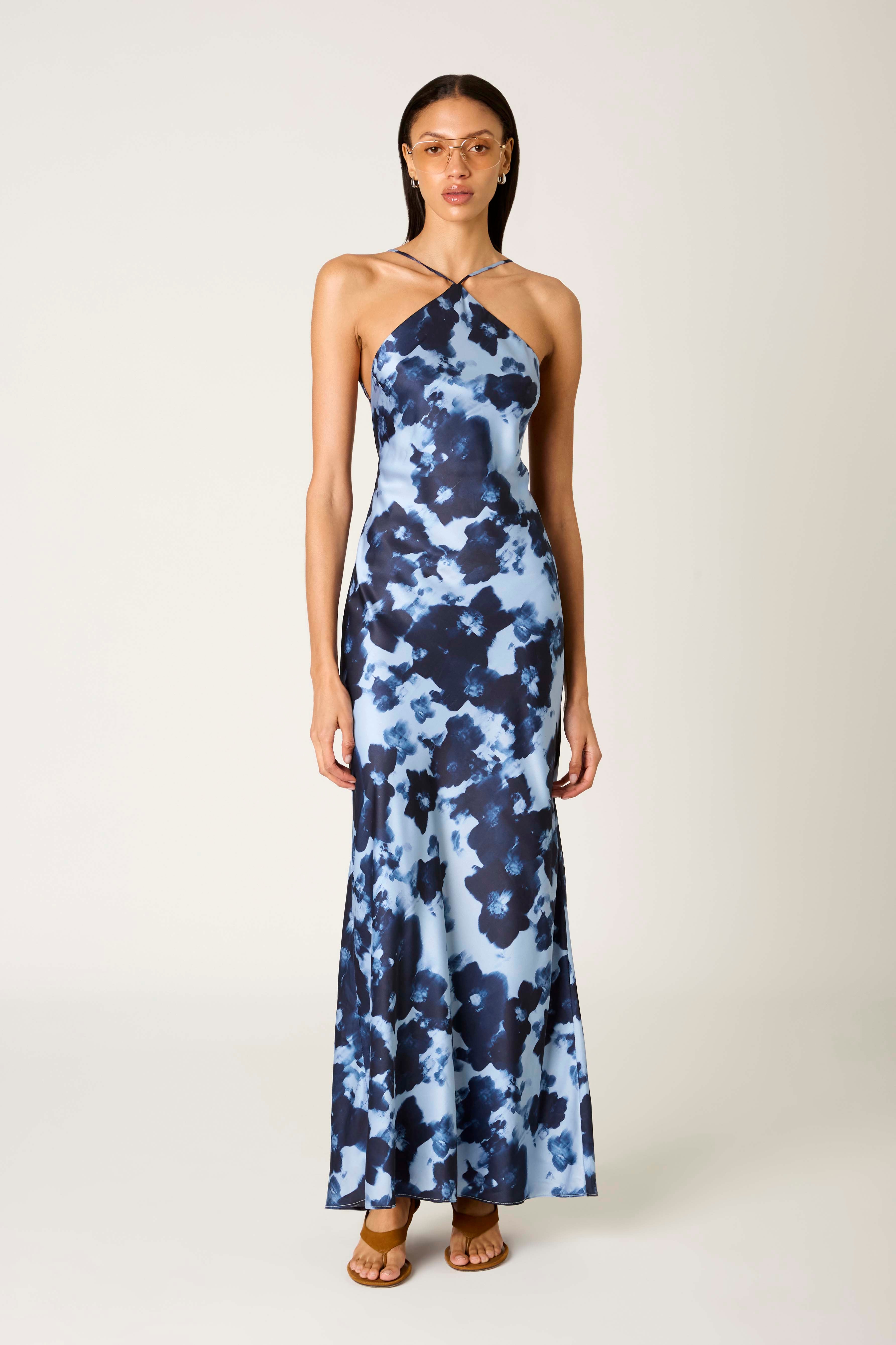 Kelton Dress in slate blue front view