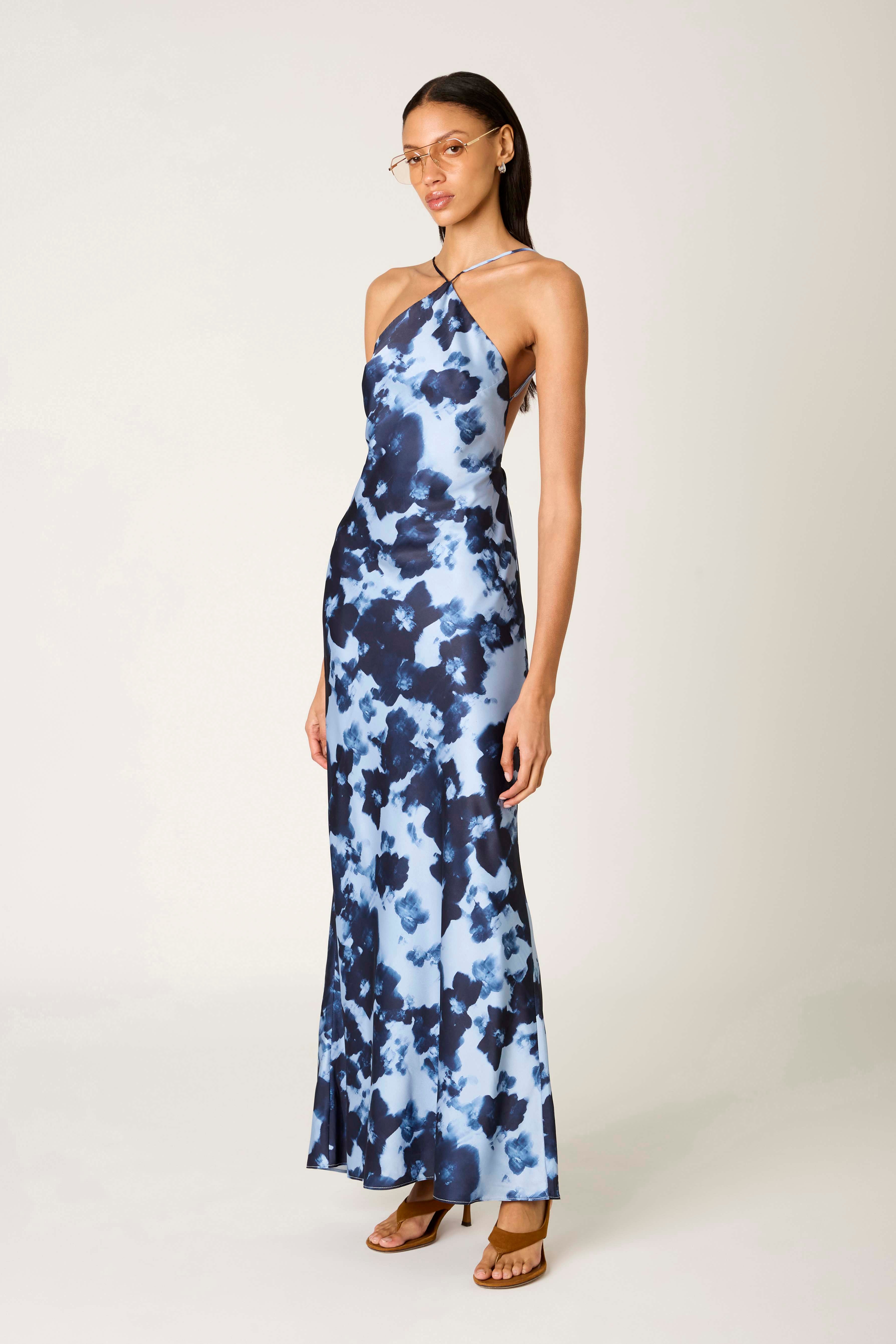 Kelton Dress in slate blue side view