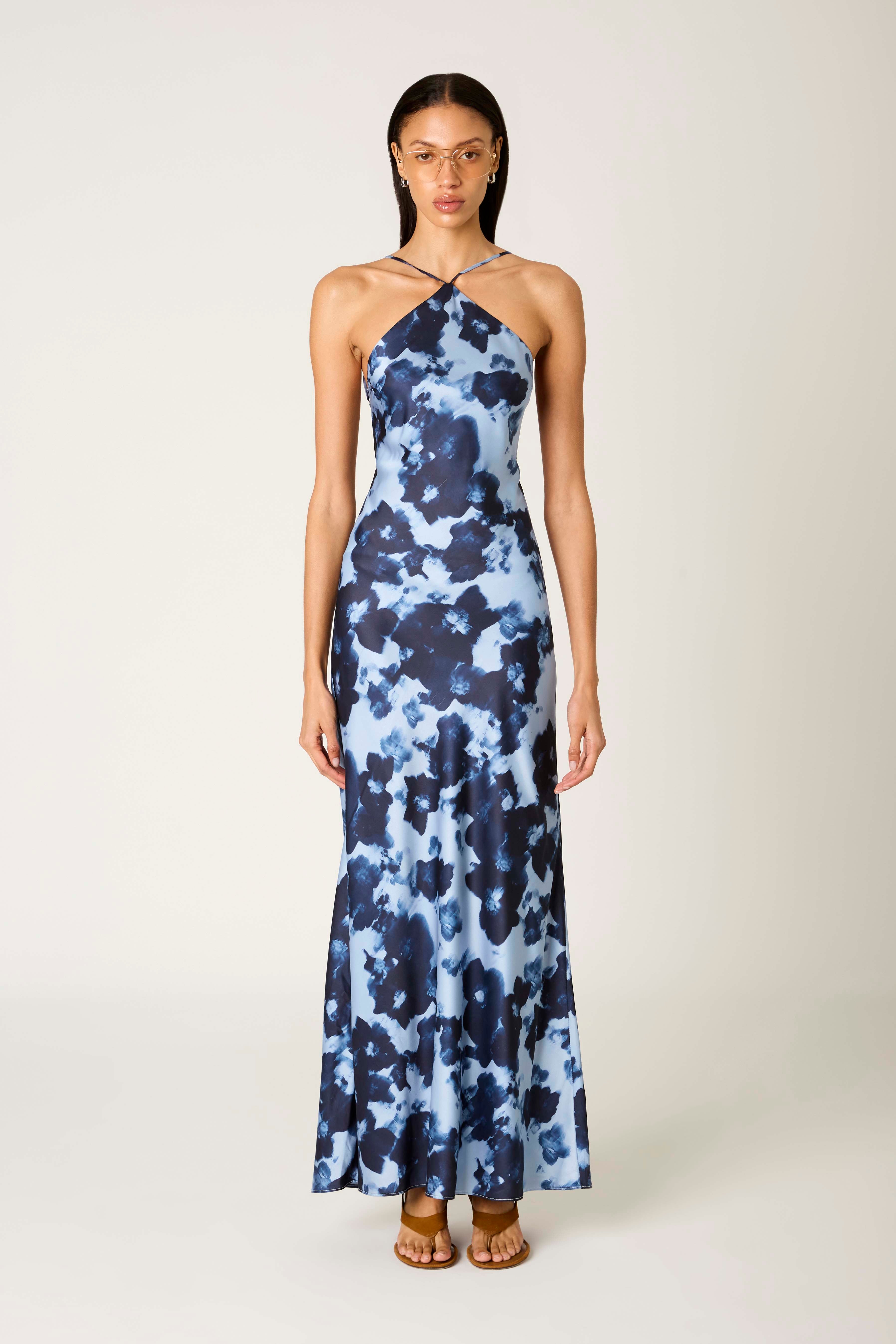 Kelton Dress in slate blue front view
