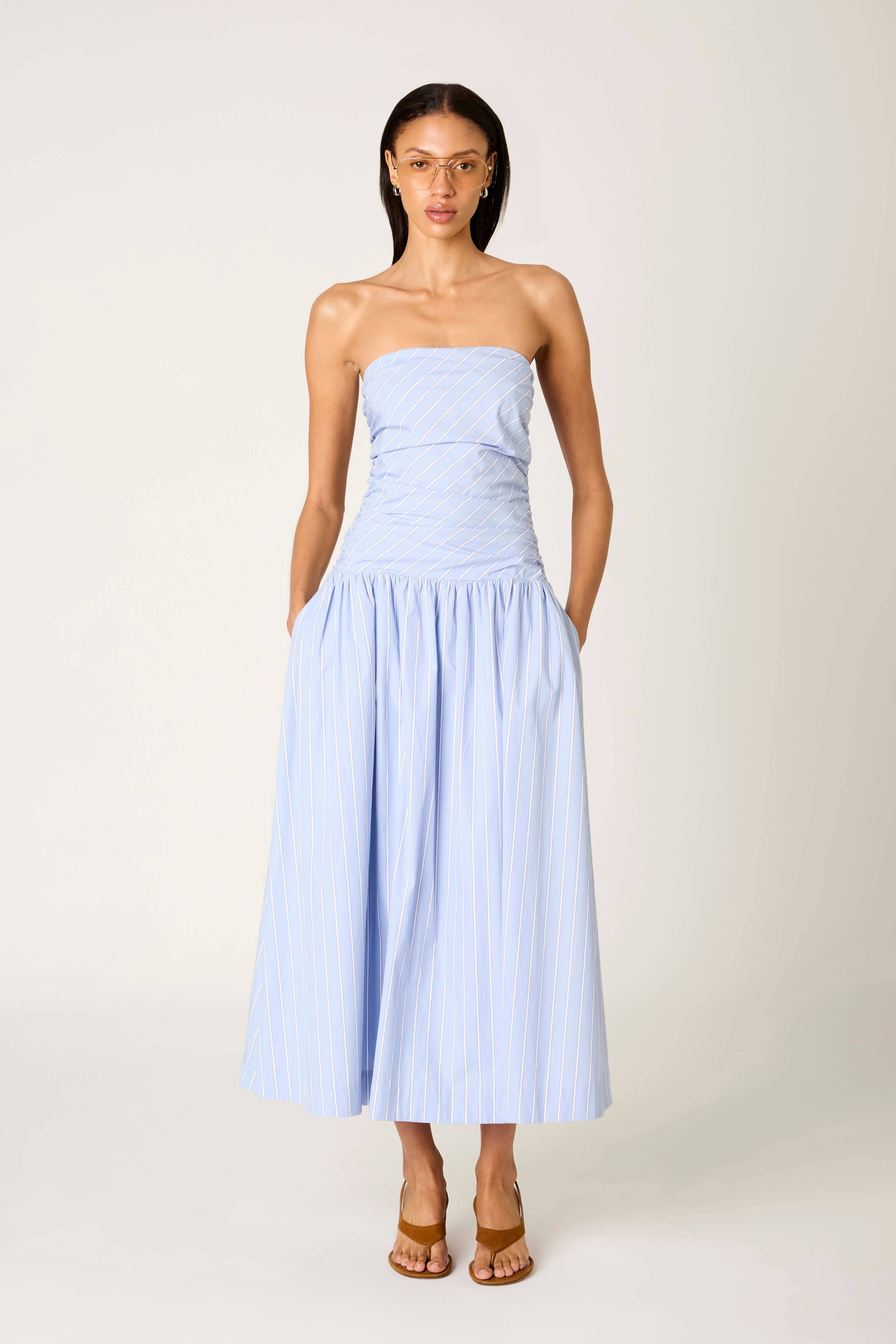 Mulholland Dress in chambray front view