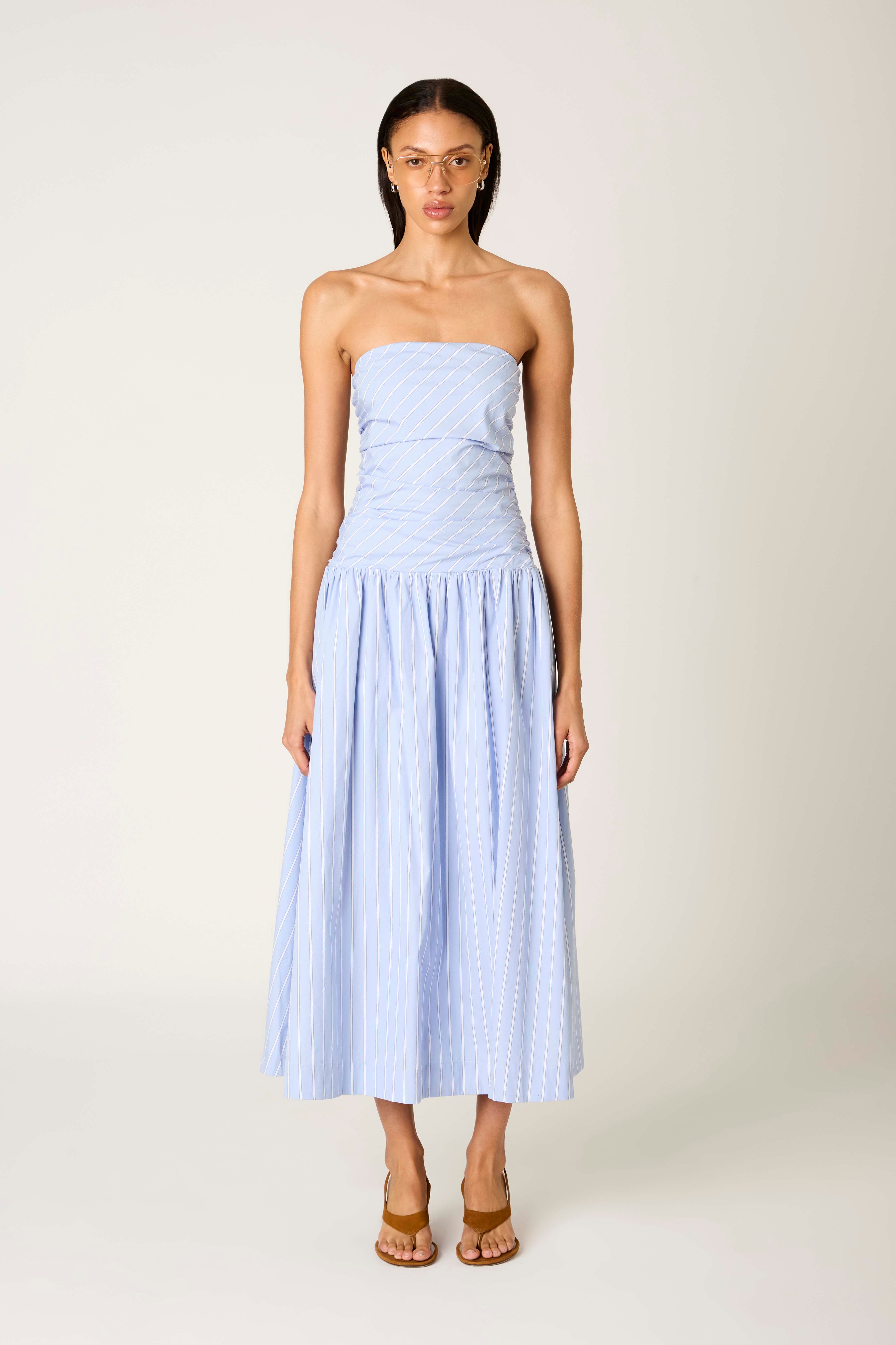 Mulholland Dress in chambray front view