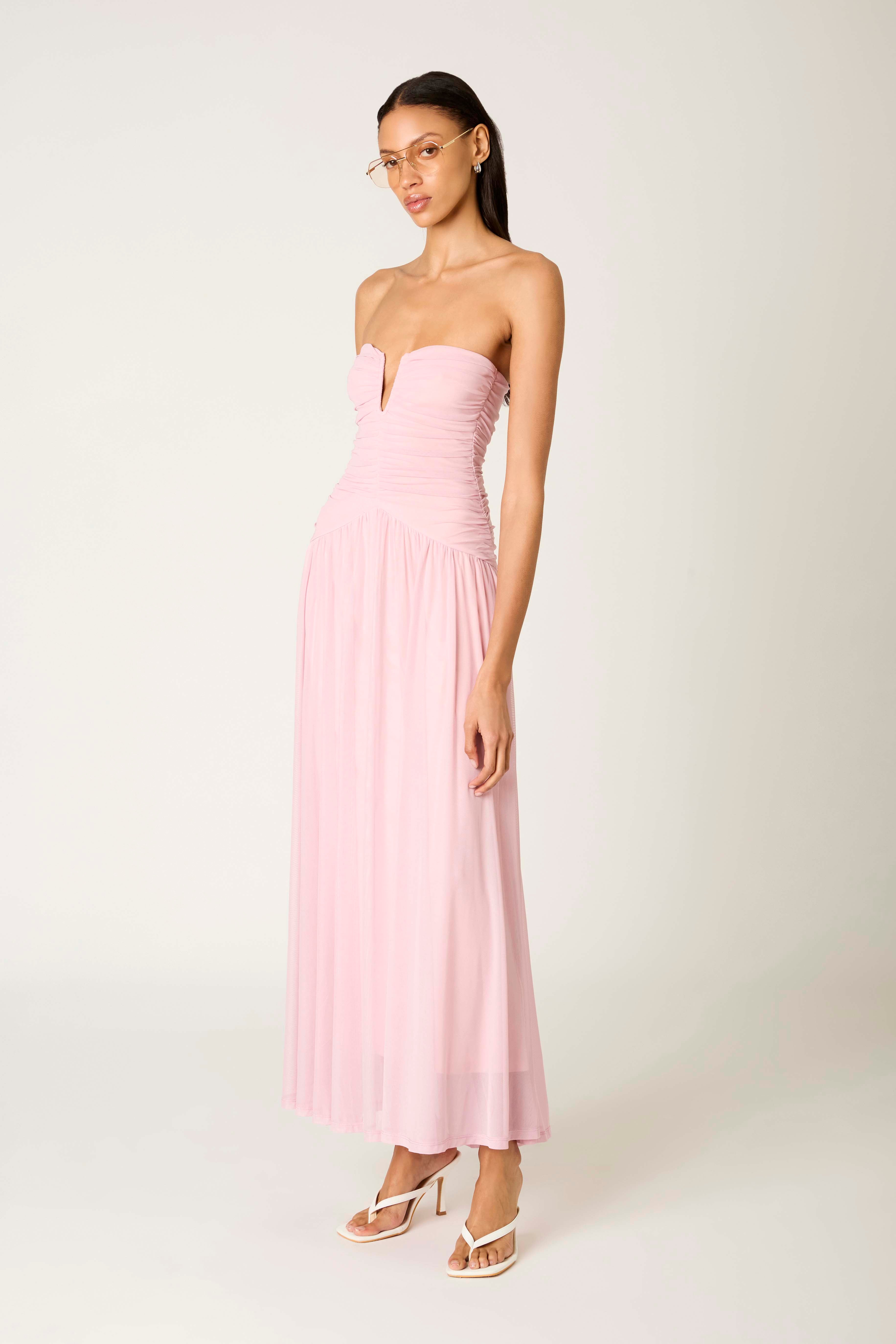 Beverly Dress in cameo pink side view