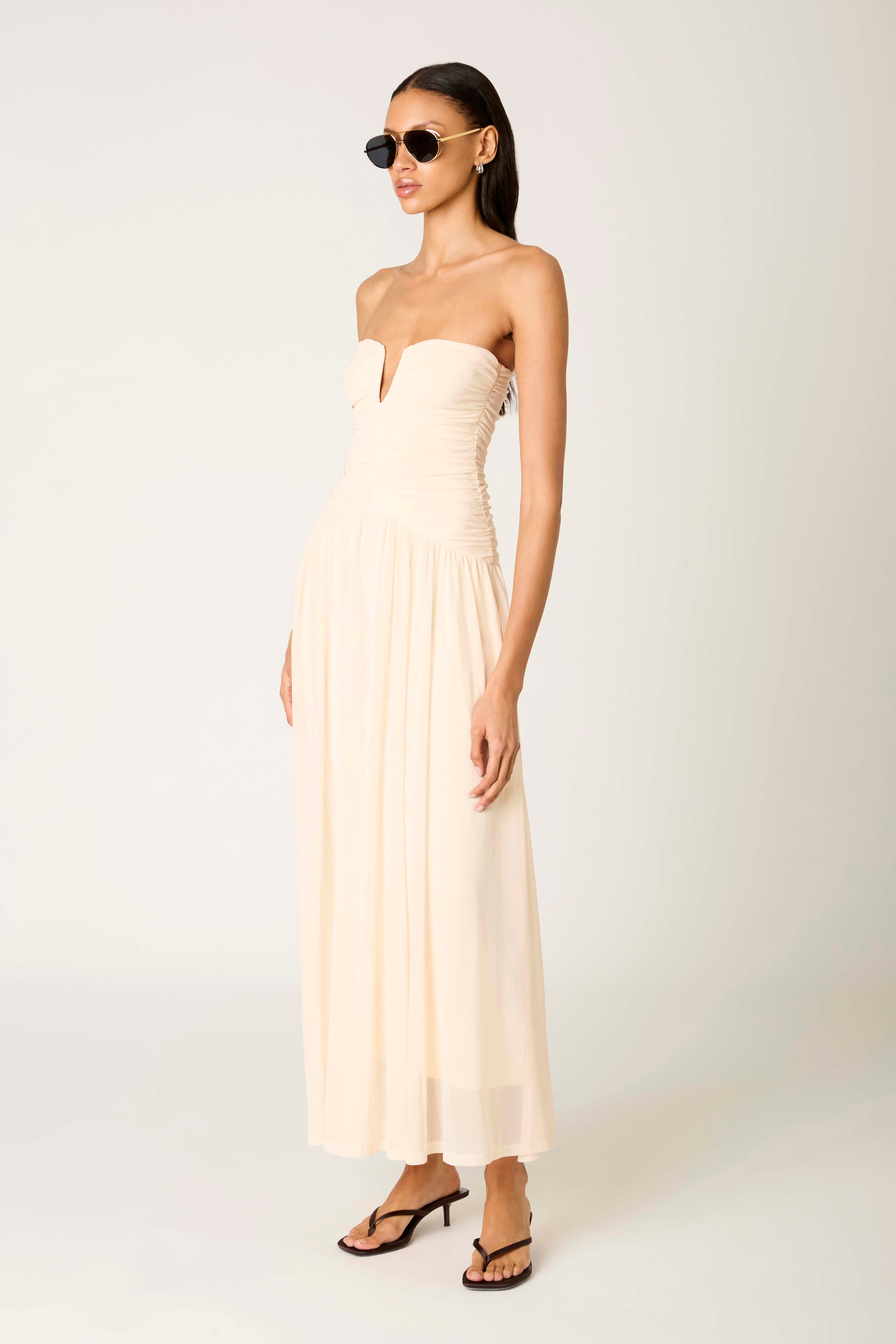 Beverly Dress in ivory side view
