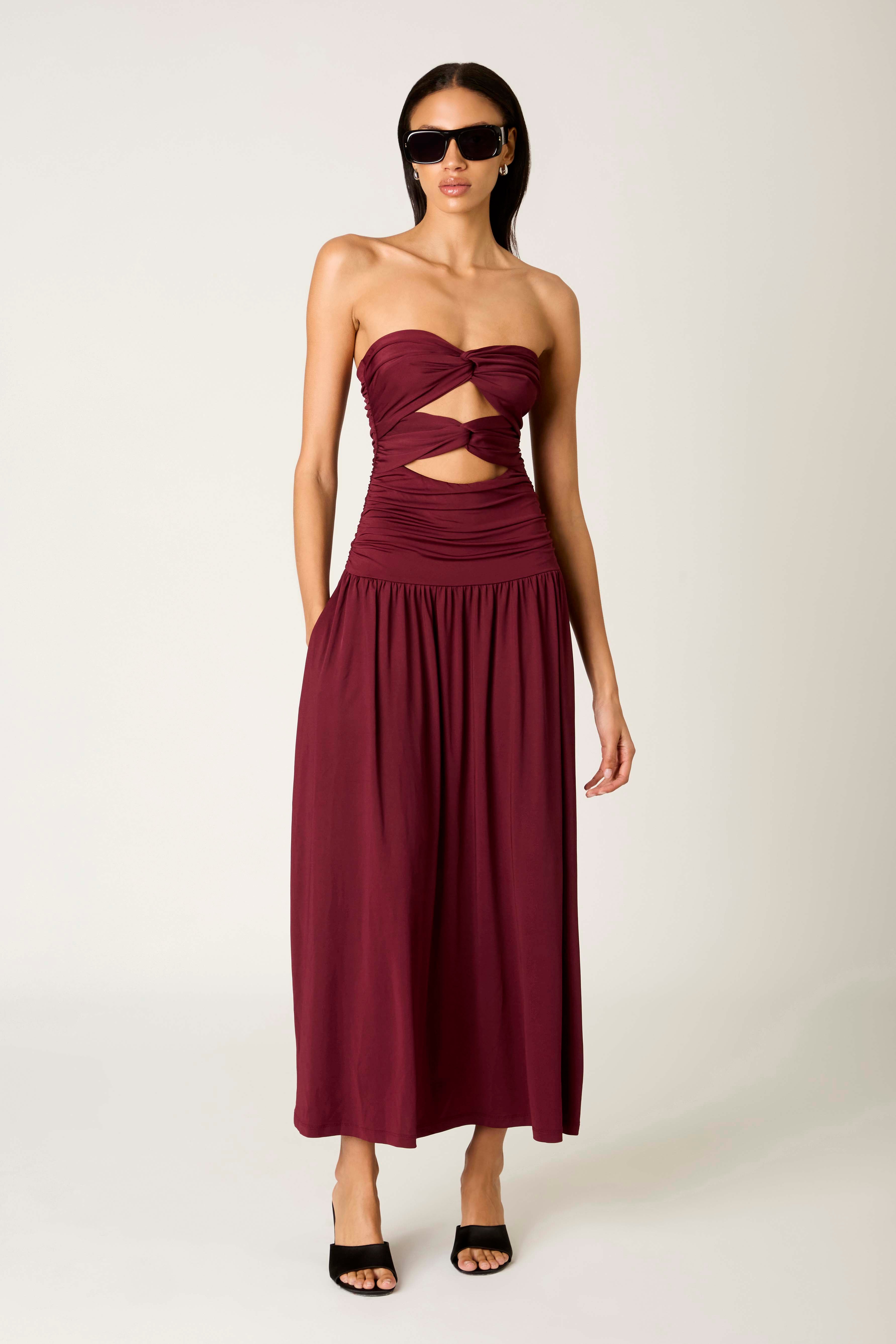 Wilshire Dress in oxblood front view