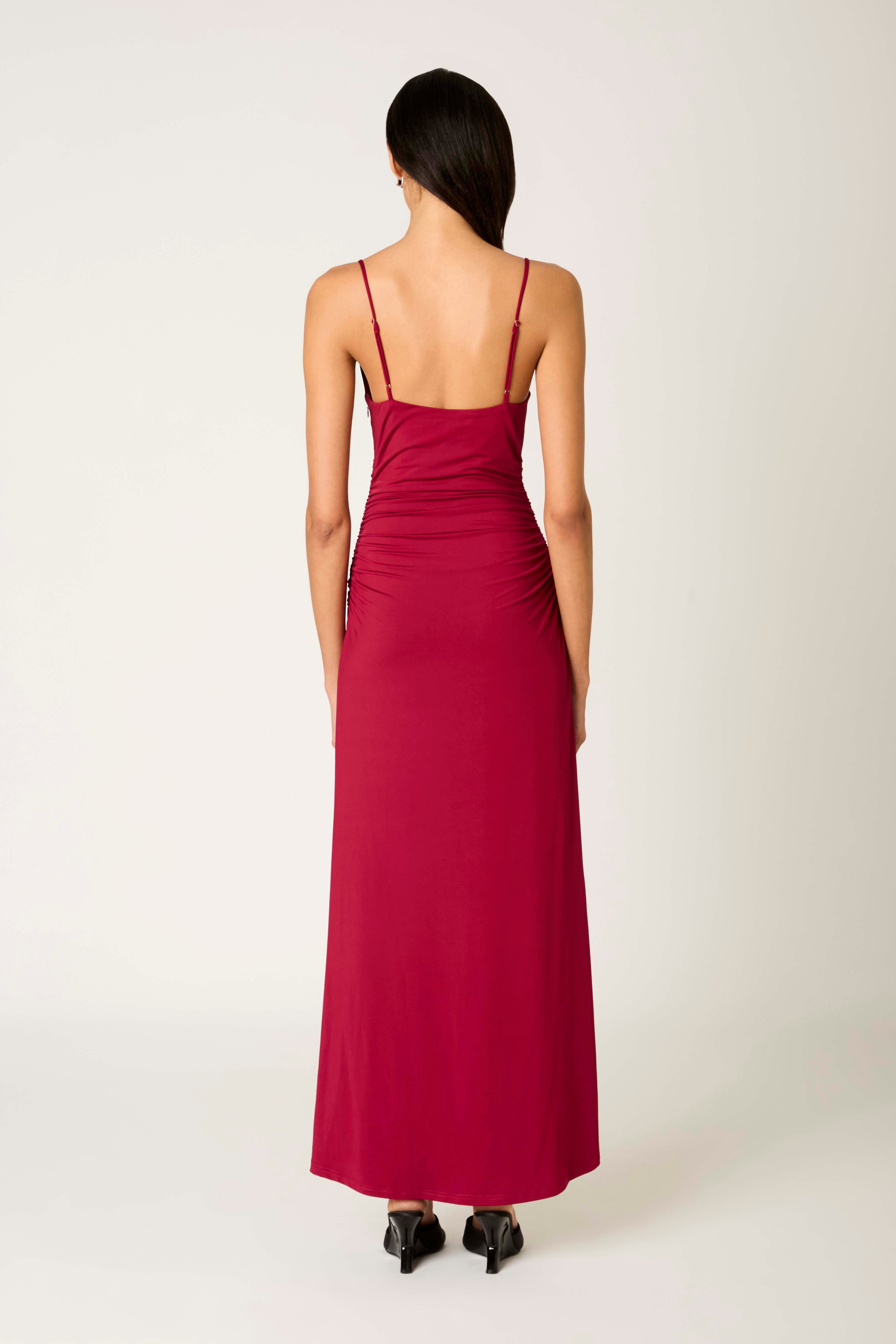 Ina Dress in cranberry back view