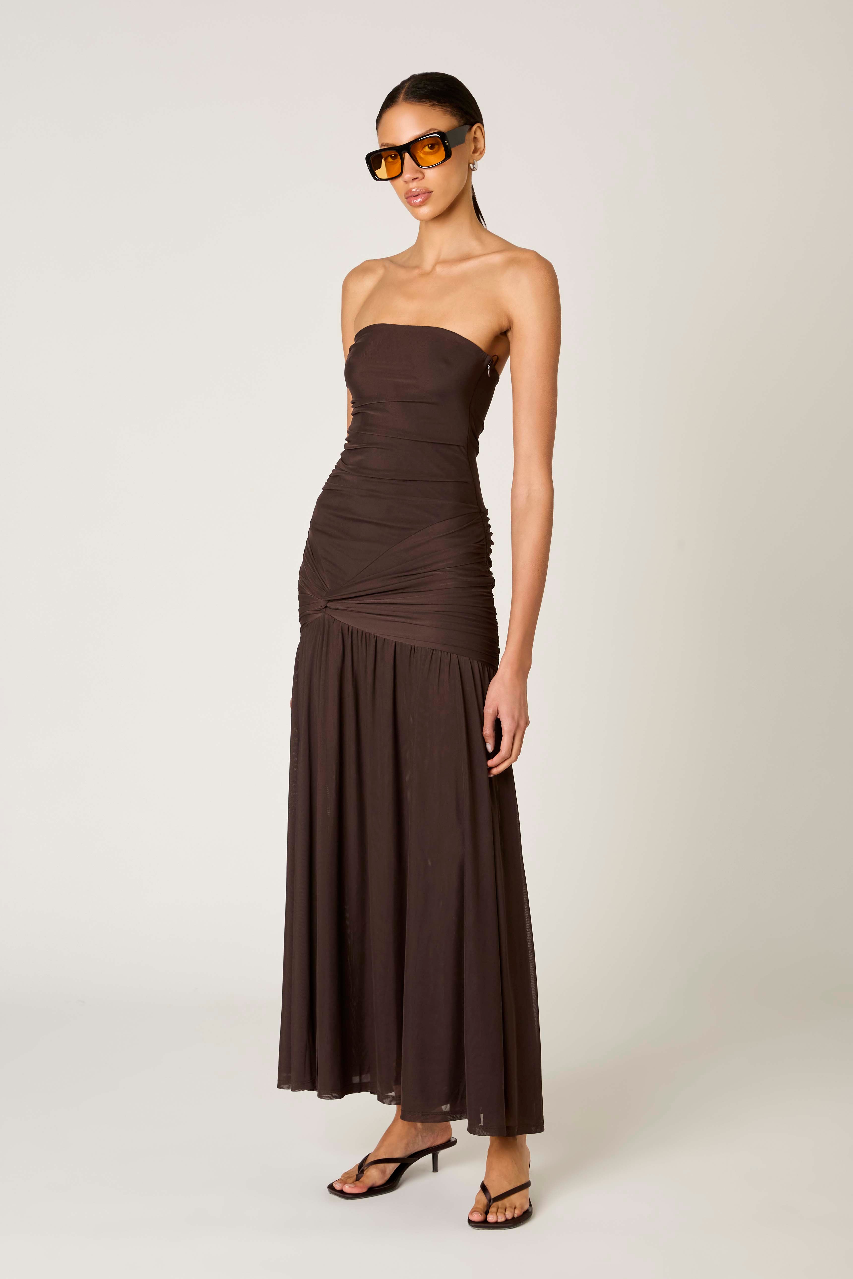 Abbott Kinney Dress in coffee side view