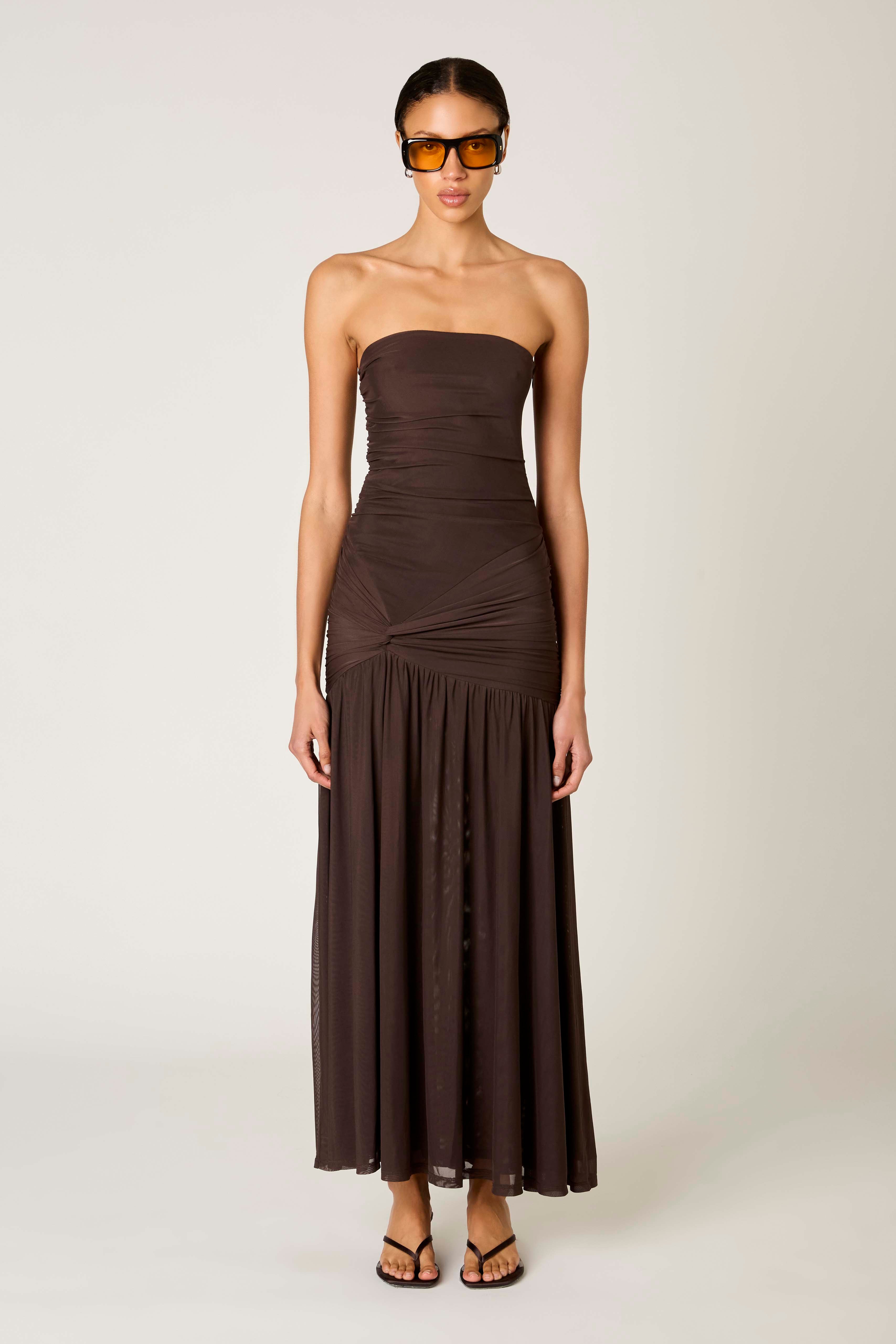 Abbott Kinney Dress in coffee front view