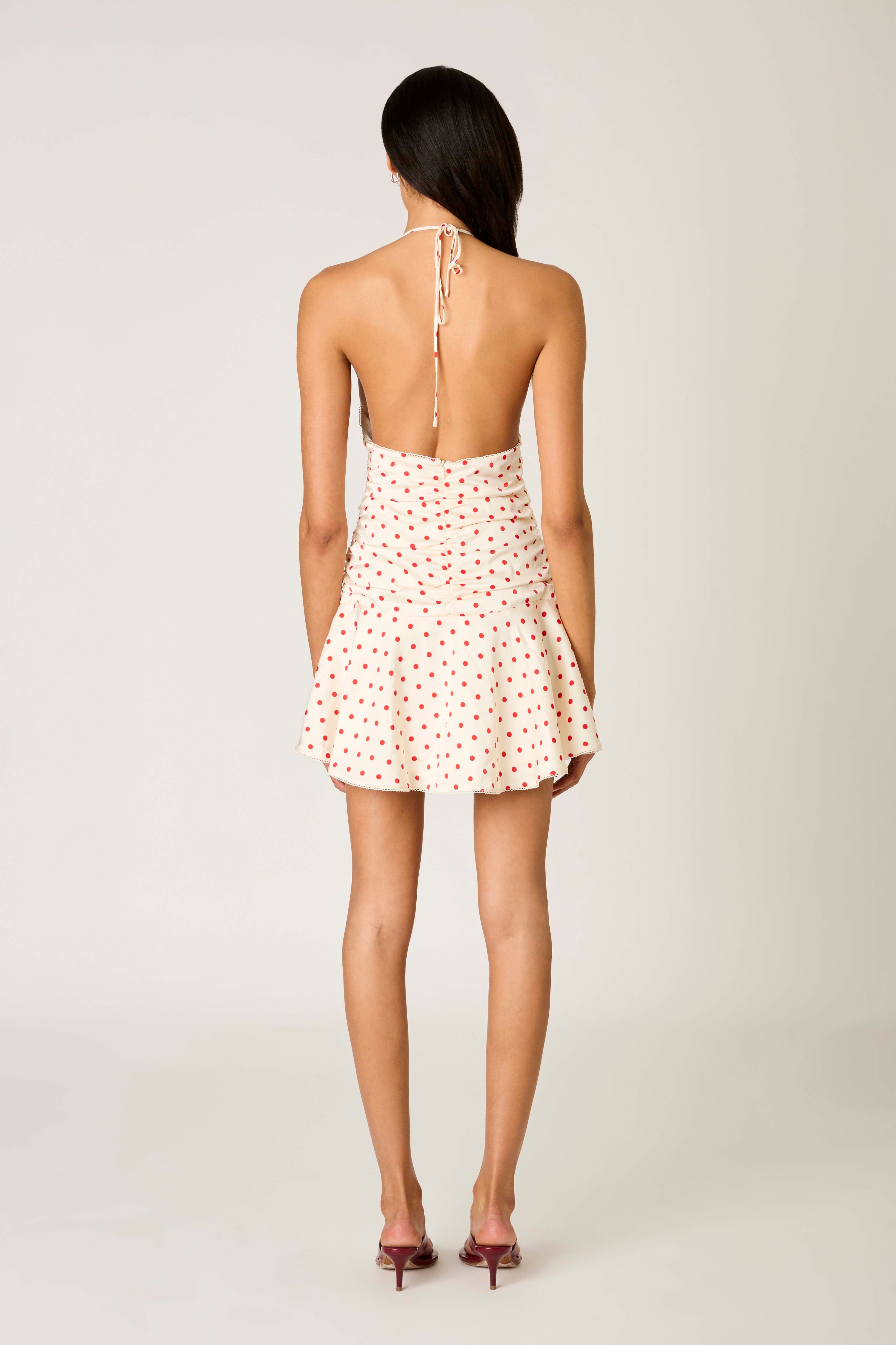 Pico Dress in ivory/cherry back view