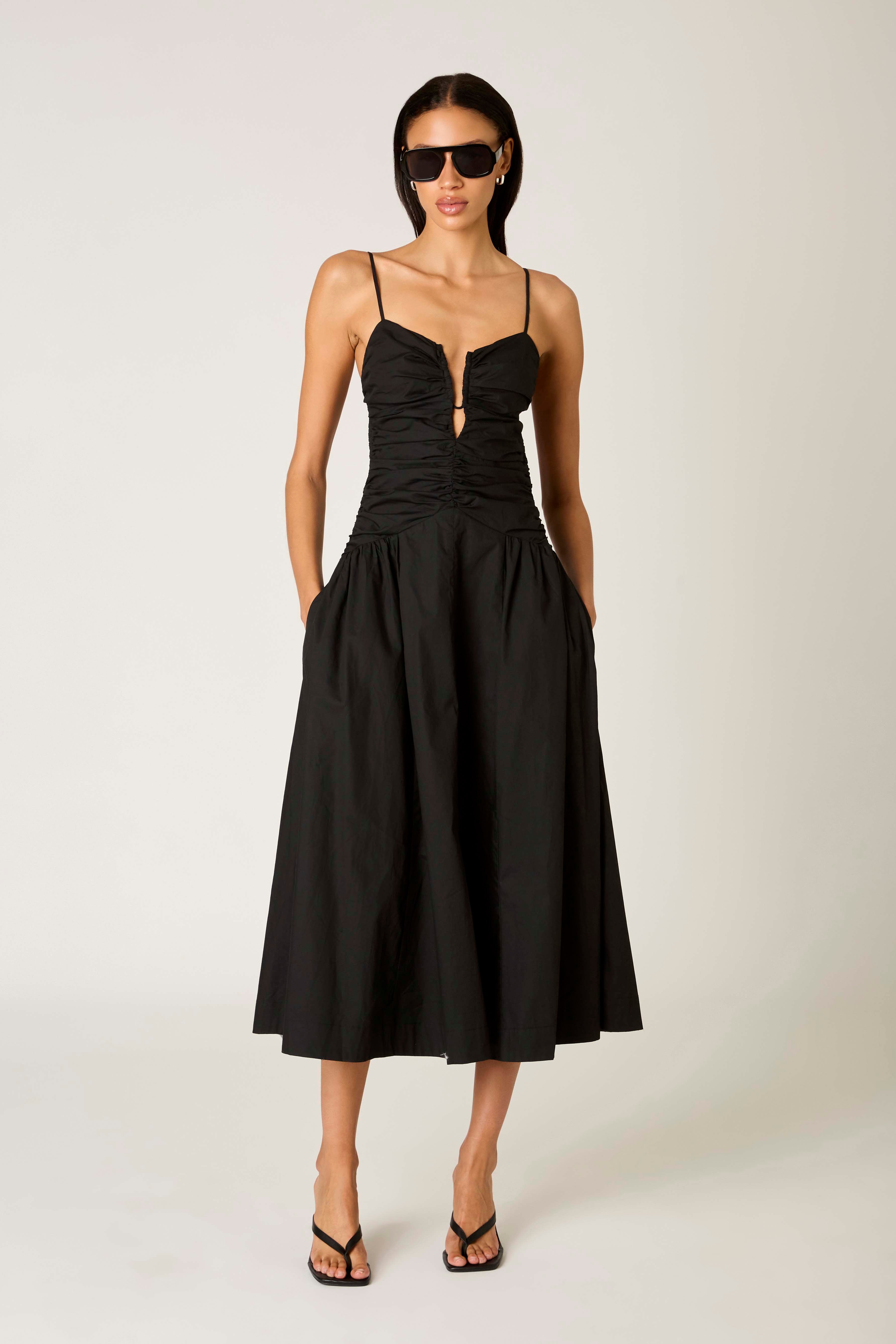 Sawtelle Dress in black front view